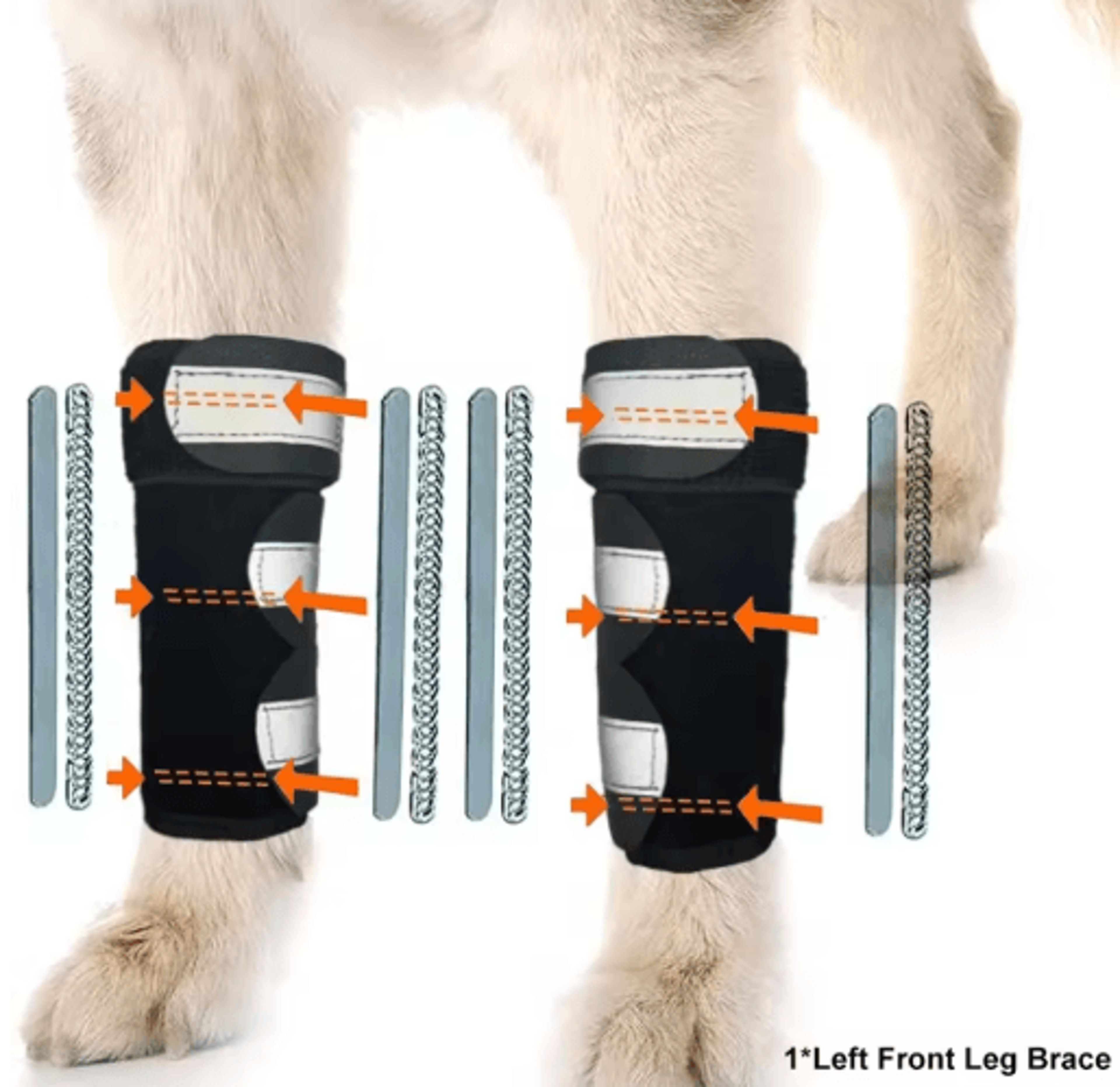 Adjustable Dog Front Leg Brace With Metal Support Strips 7