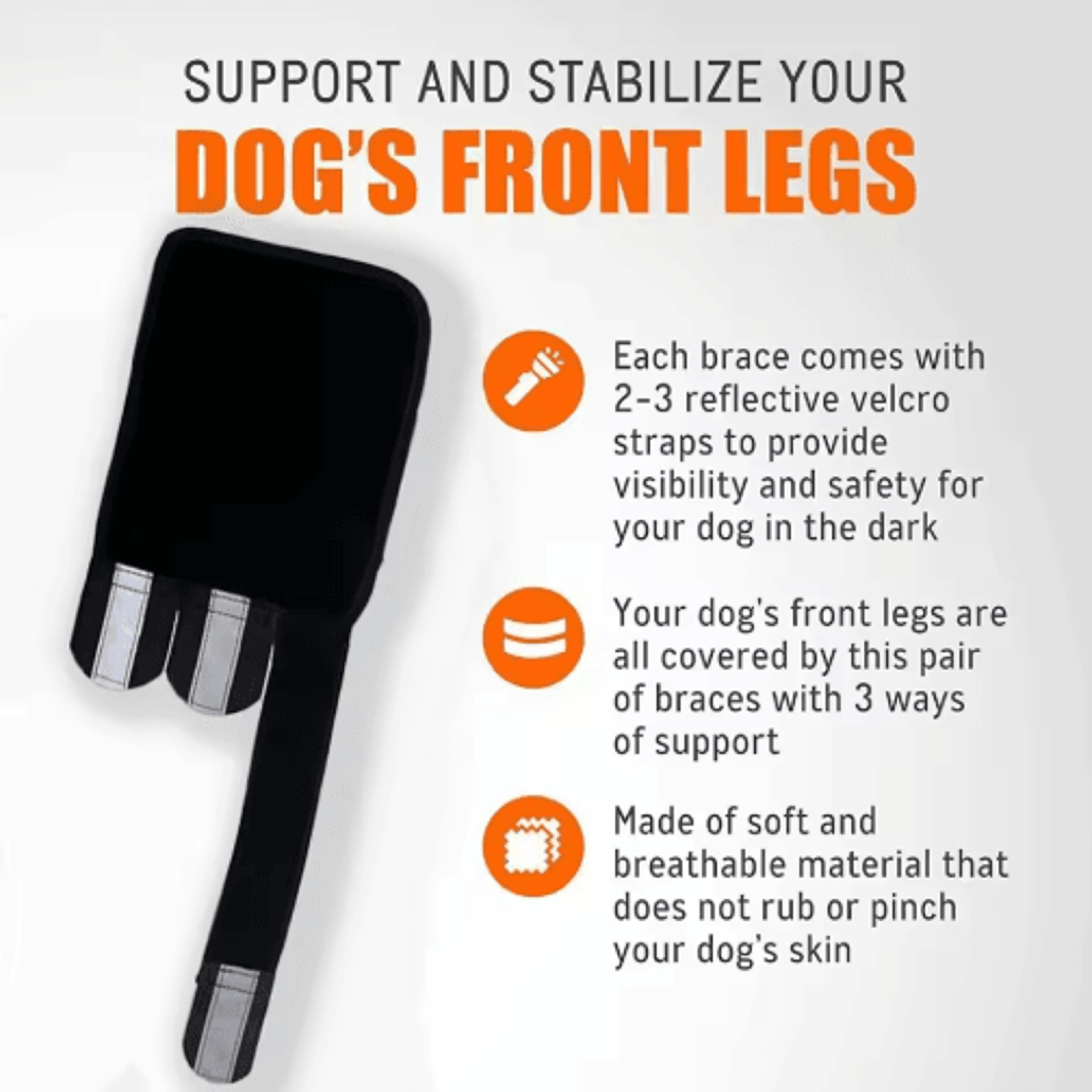 Adjustable Dog Front Leg Brace With Metal Support Strips 14