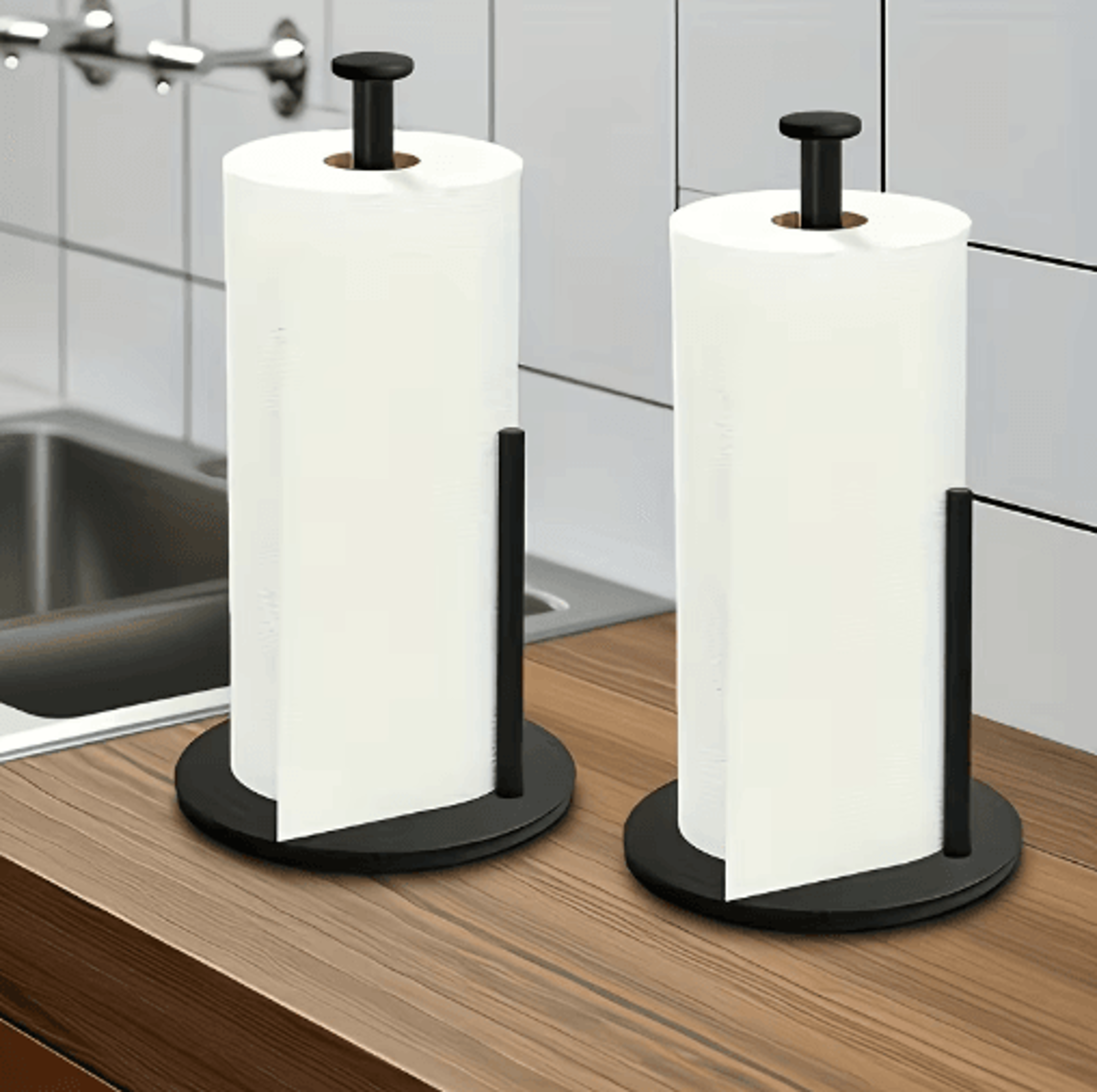 stainless steel countertop paper towel holder with weighted base