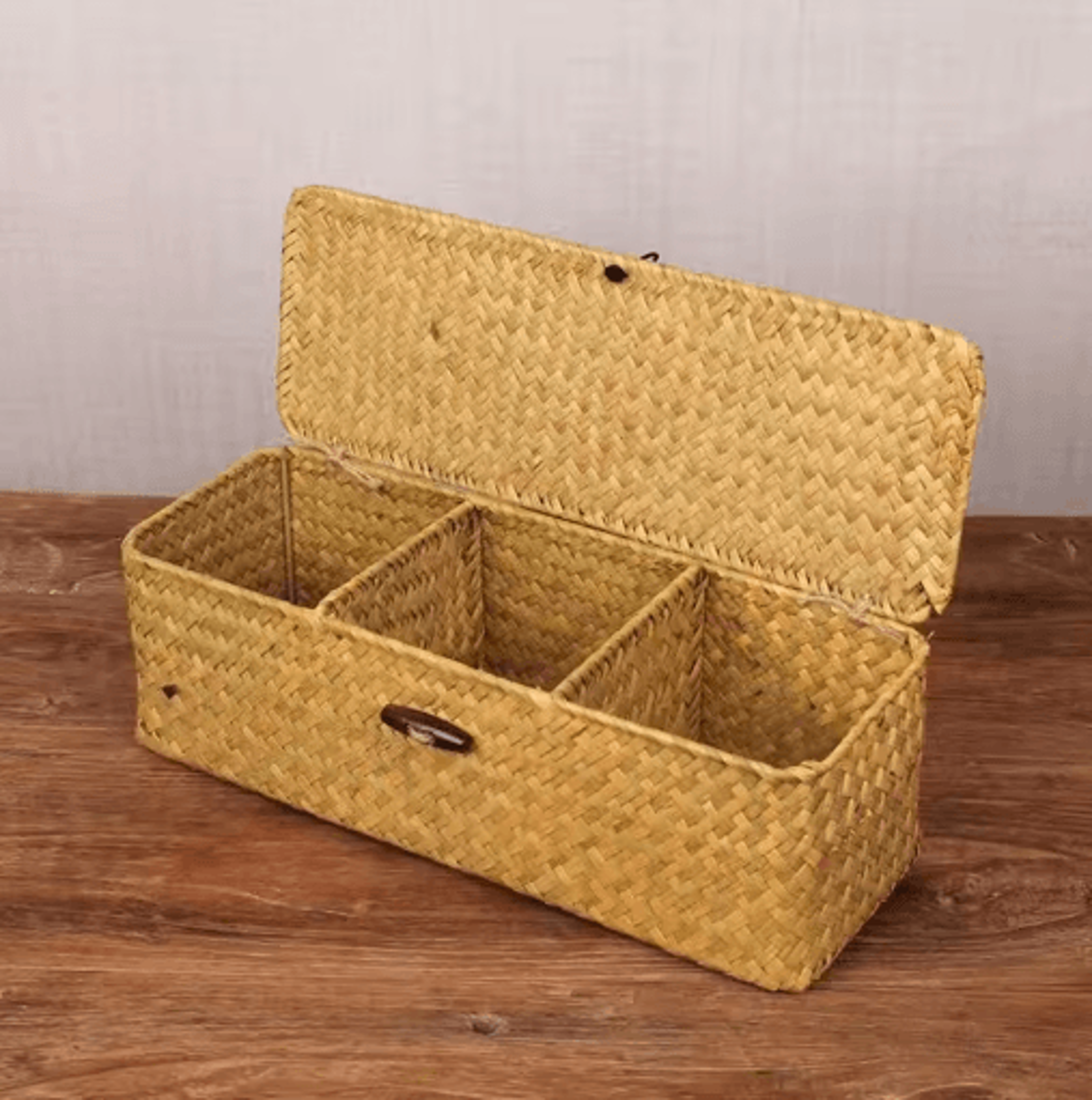 Handwoven Partitioned Storage Basket With Compartments 1