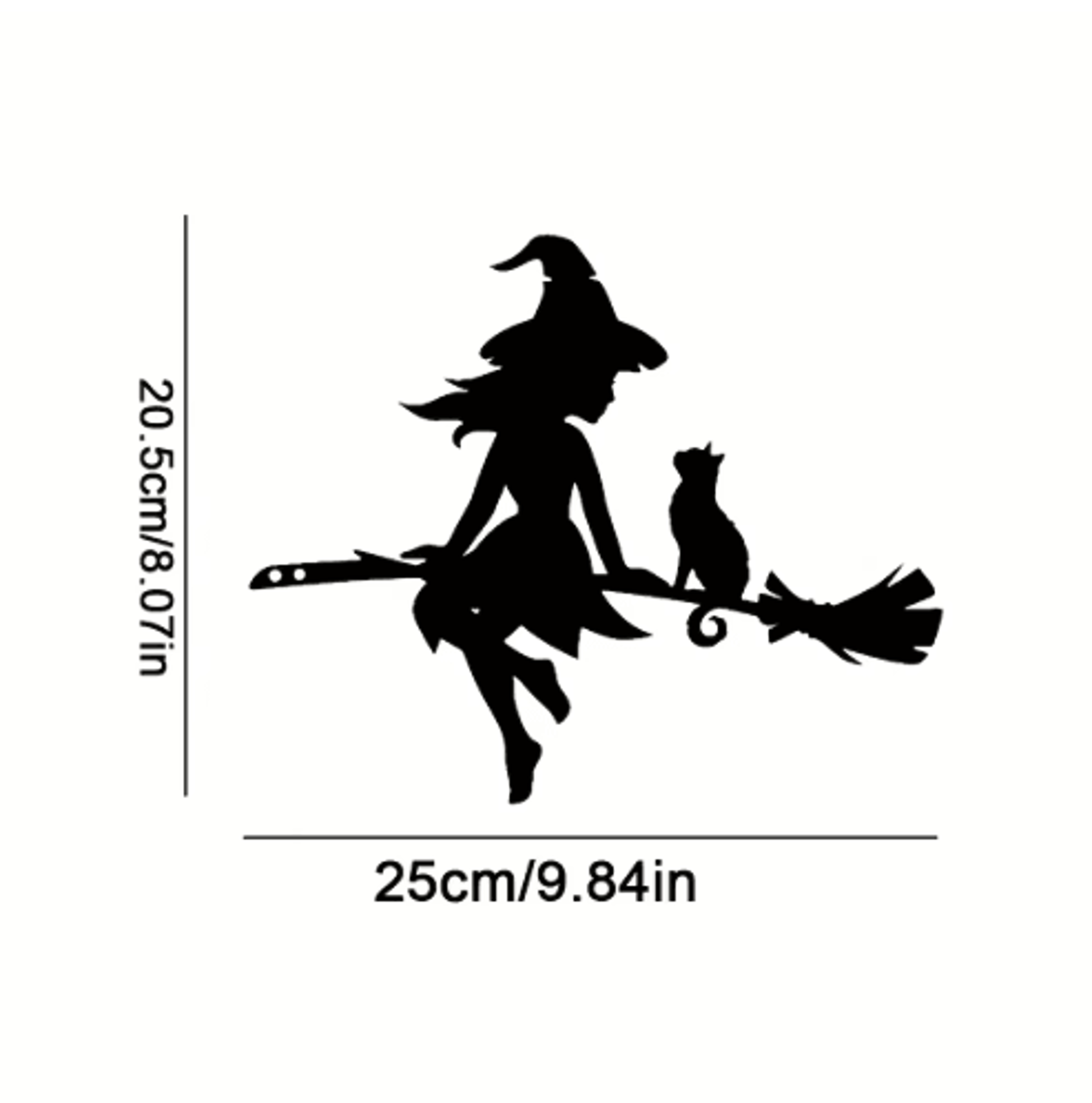 Witch  Cat Flying Broomstick Metal Garden Decoration 2