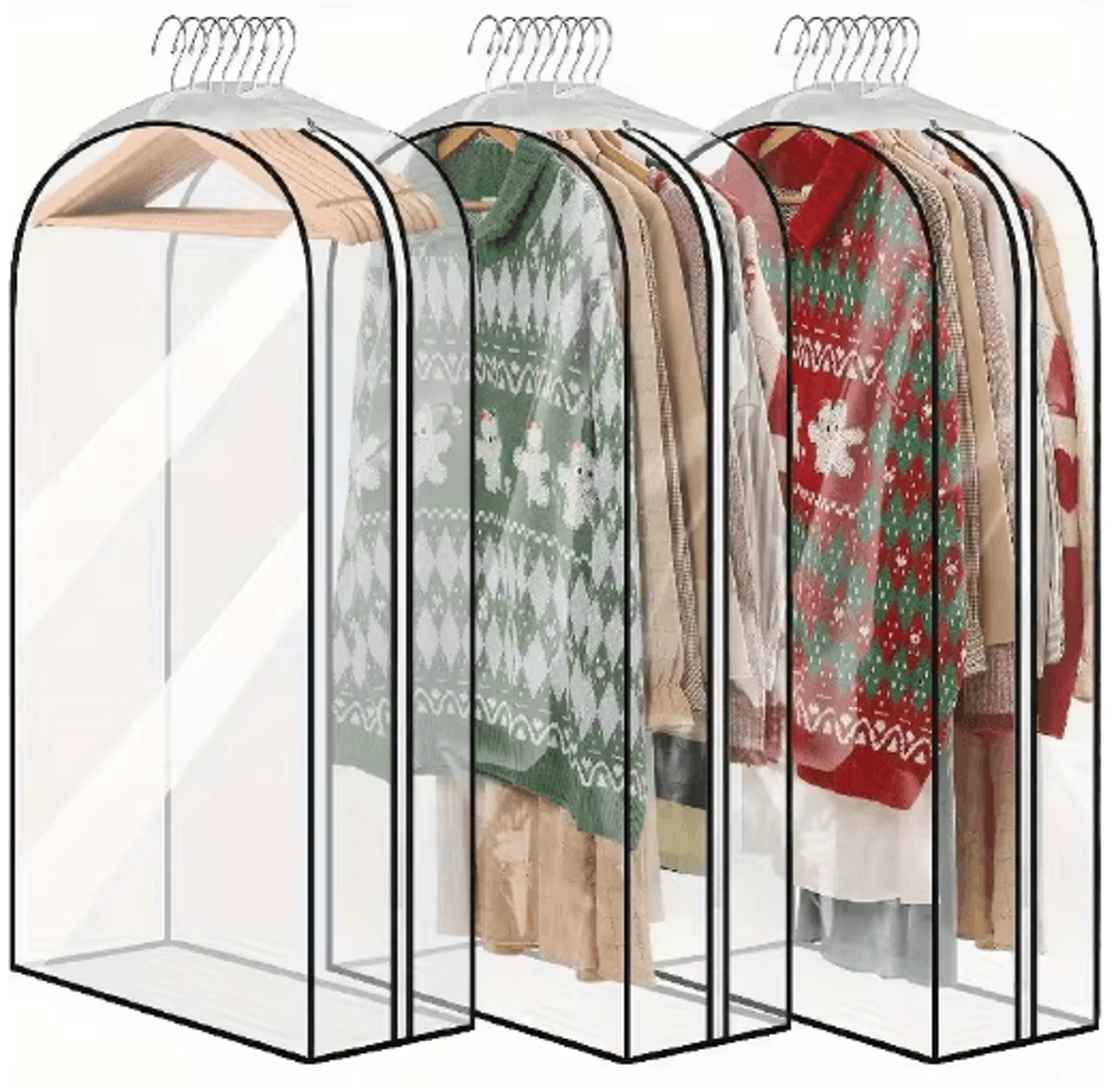 sturdy zippered garment bags – hanging closet storage for coats, jackets & shirts