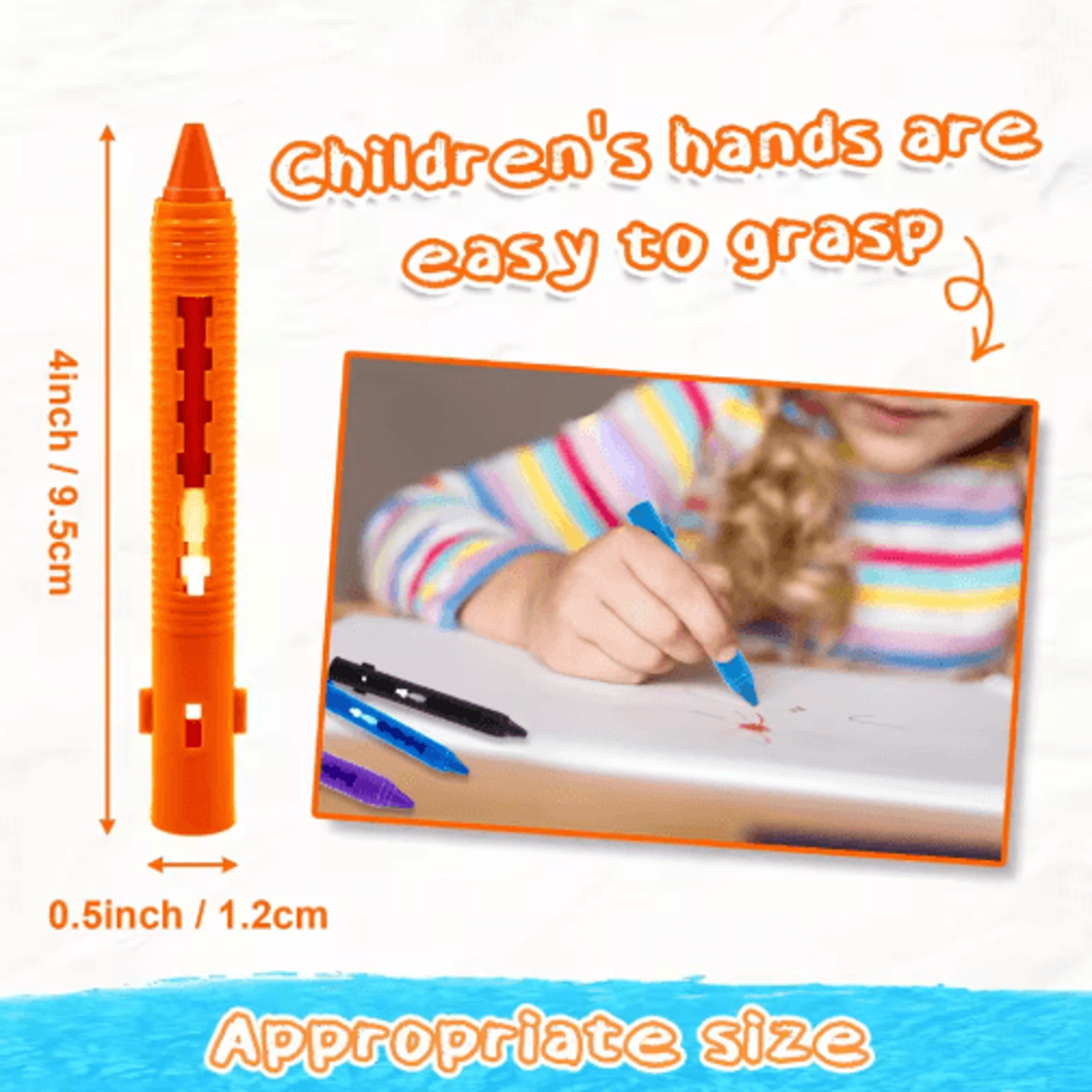 Washable Bath Crayons Set  Colorful EasyClean Bathtub Markers For Kids 6