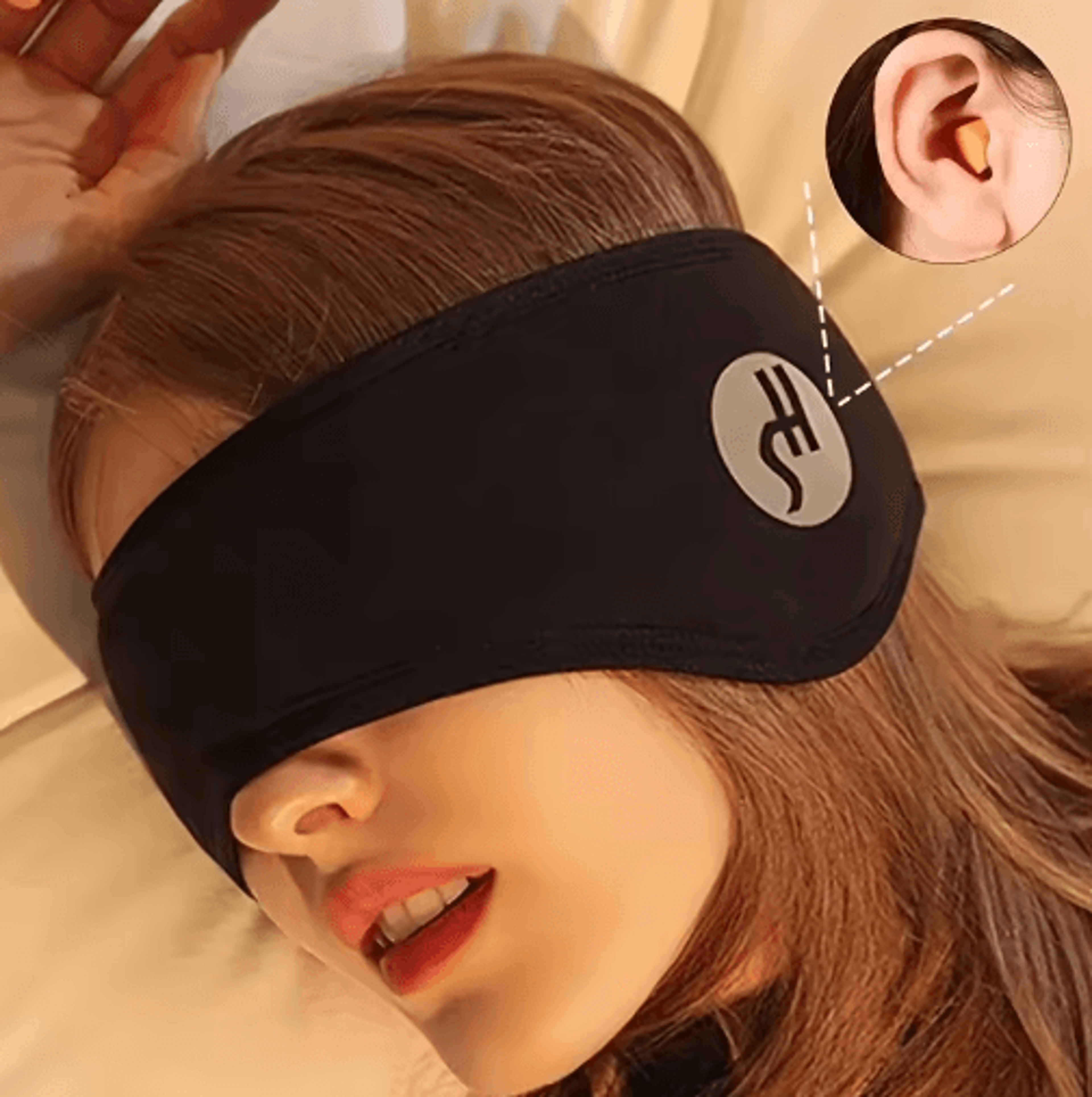 NoiseReducing Sleep Mask With Ear Covers  Adjustable Soft Travel Eye Mask 0