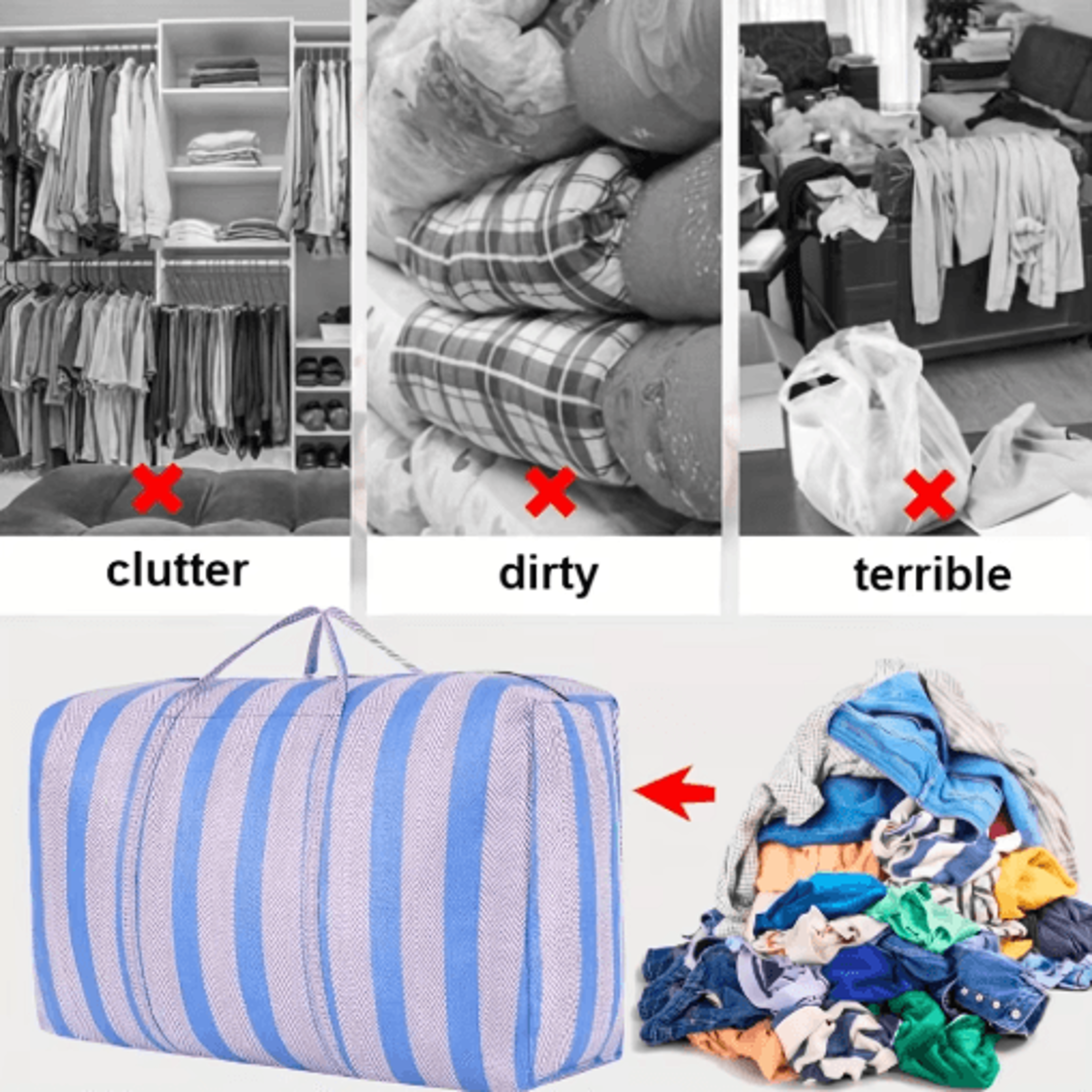 180L HeavyDuty Storage Bag  Reinforced Portable Organizer For Moving Travel  Camping 3