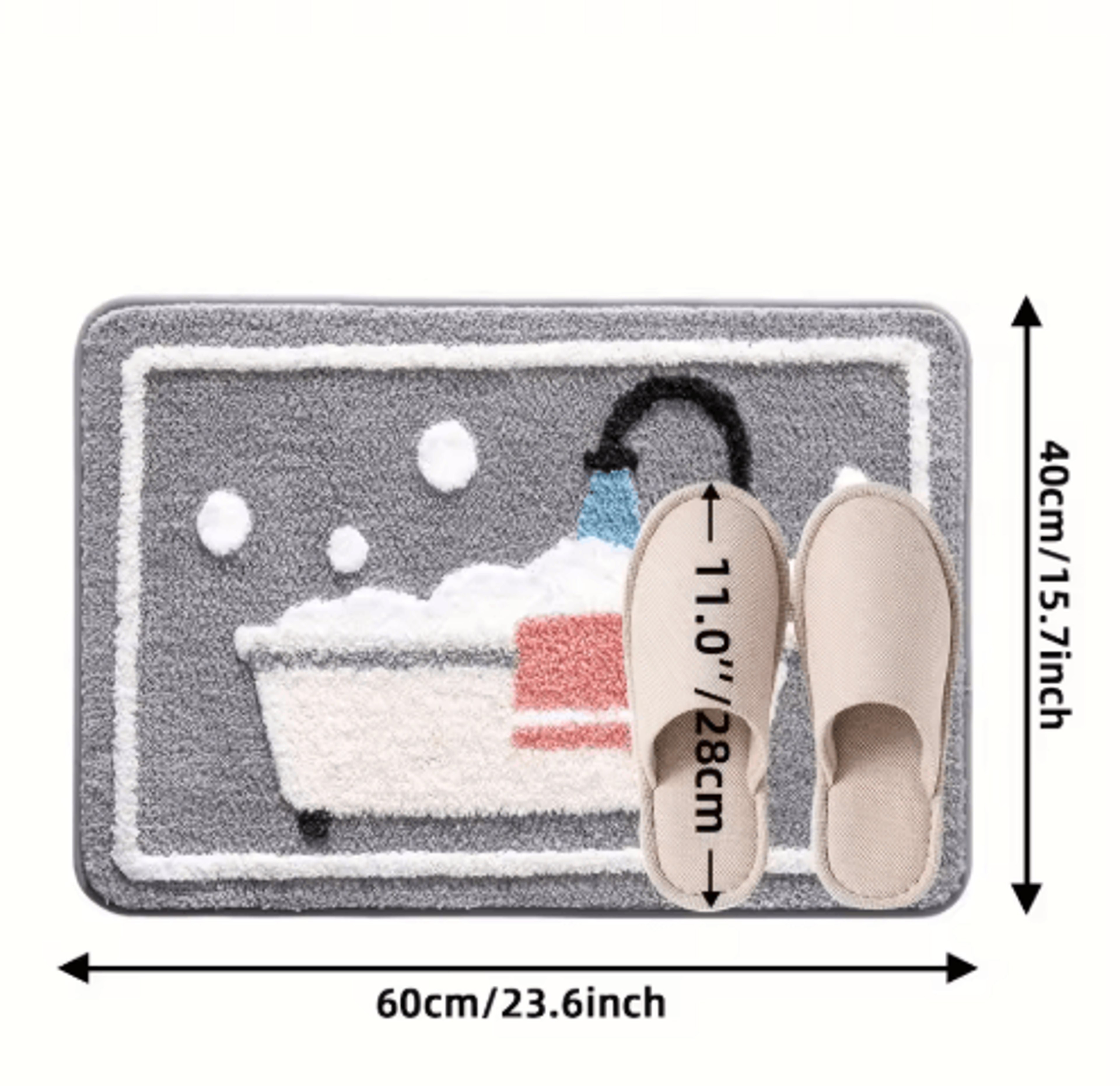 NonSlip Knit Bath Rug  Absorbent Washable Bathroom Mat With TPR Backing 3