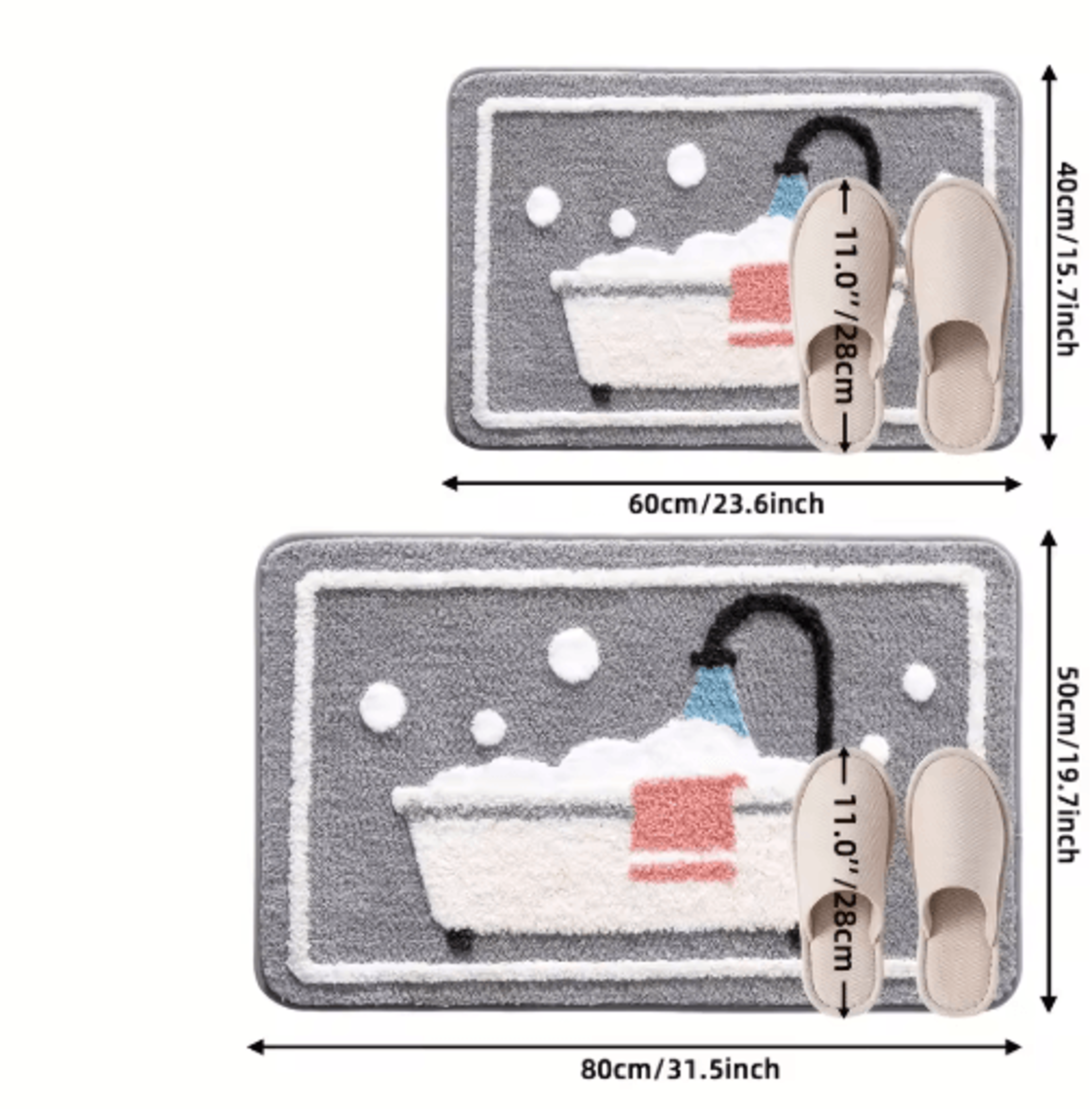 NonSlip Knit Bath Rug  Absorbent Washable Bathroom Mat With TPR Backing 5