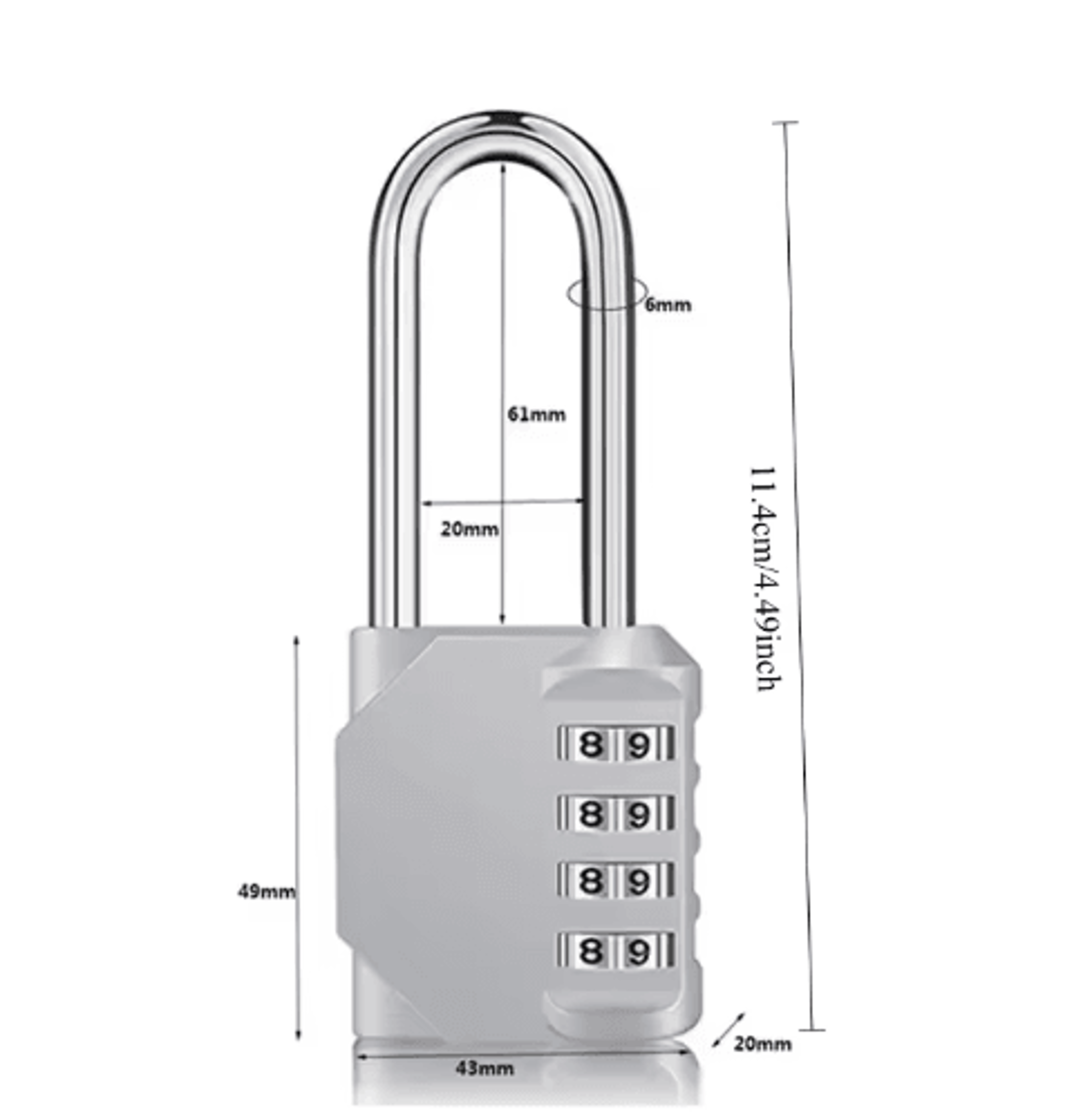 4Digit Combination Padlock  Waterproof Long Shackle Lock For Lockers Gates  Fences 7