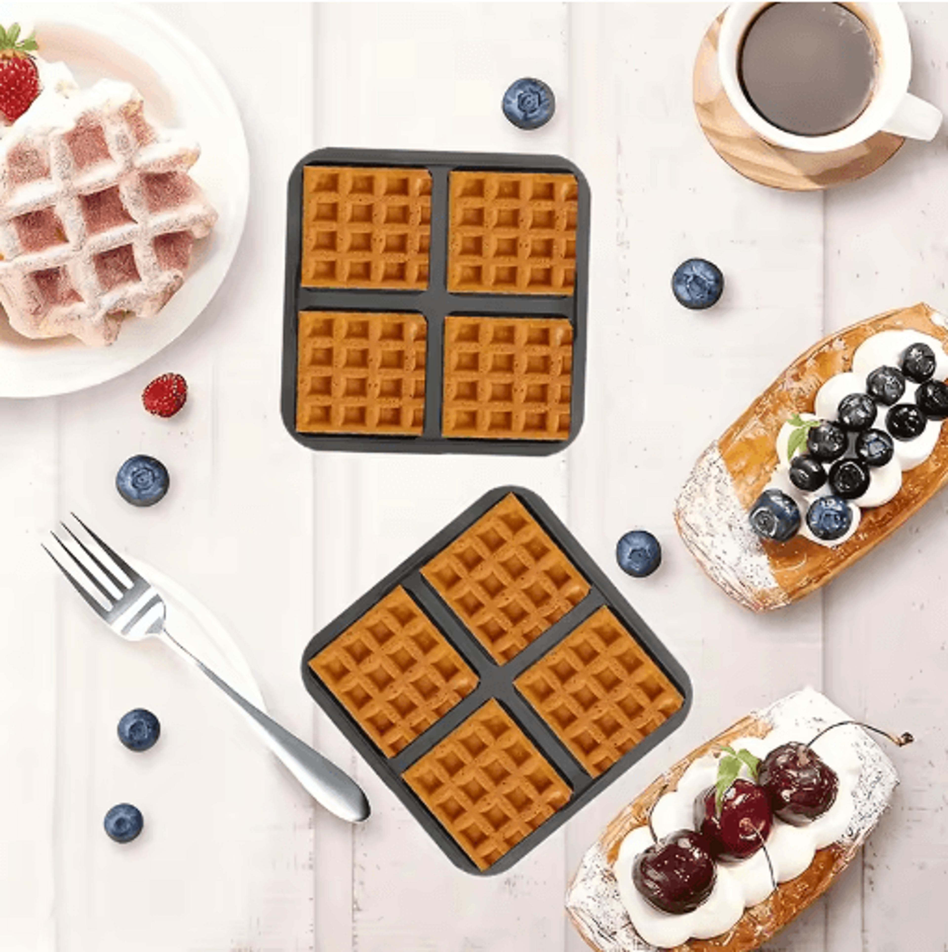 Square Air Fryer Waffle Maker Mold  NonStick Belgian Waffle Baking Tray For 47QT 6