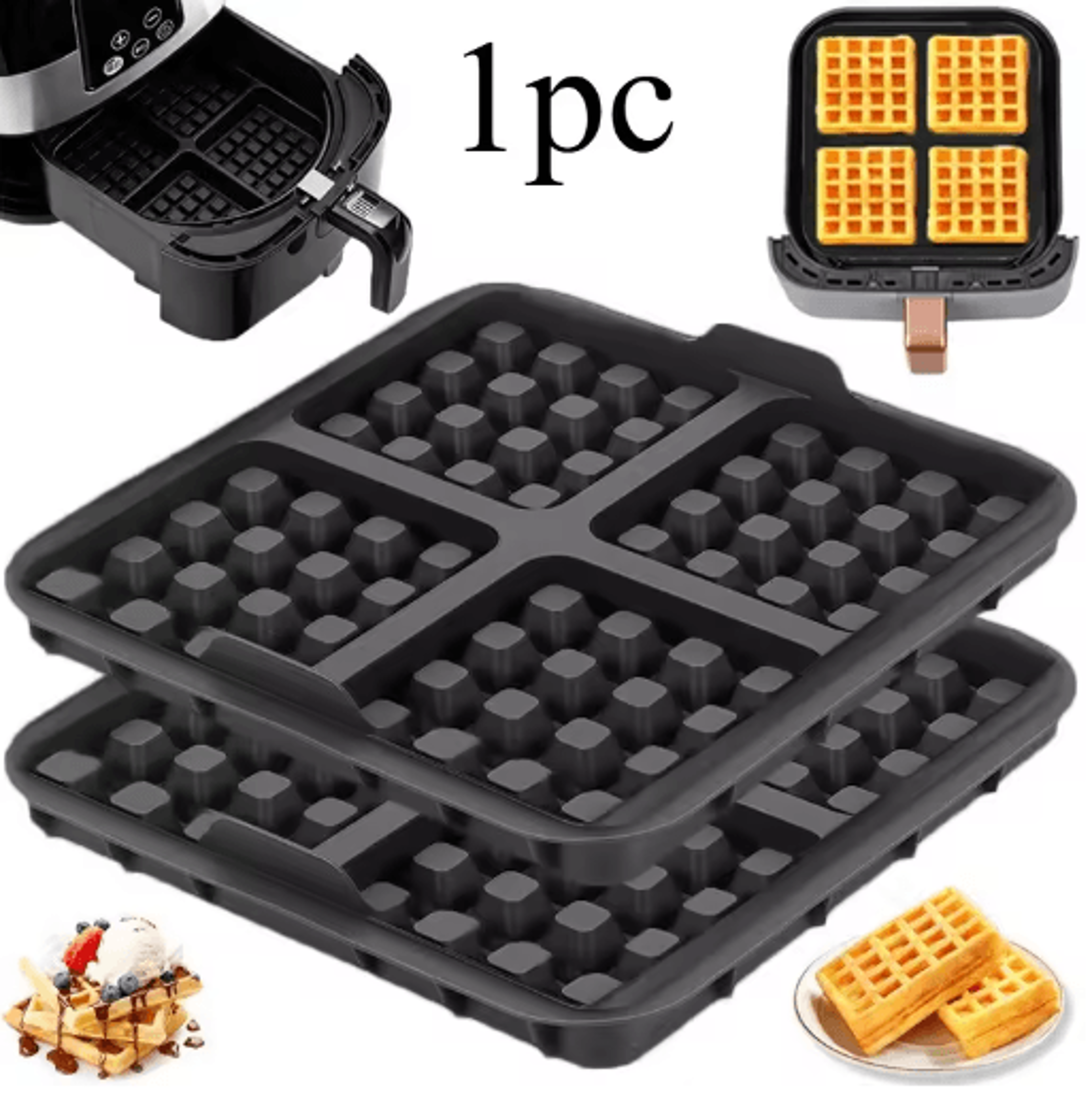 Square Air Fryer Waffle Maker Mold  NonStick Belgian Waffle Baking Tray For 47QT 1