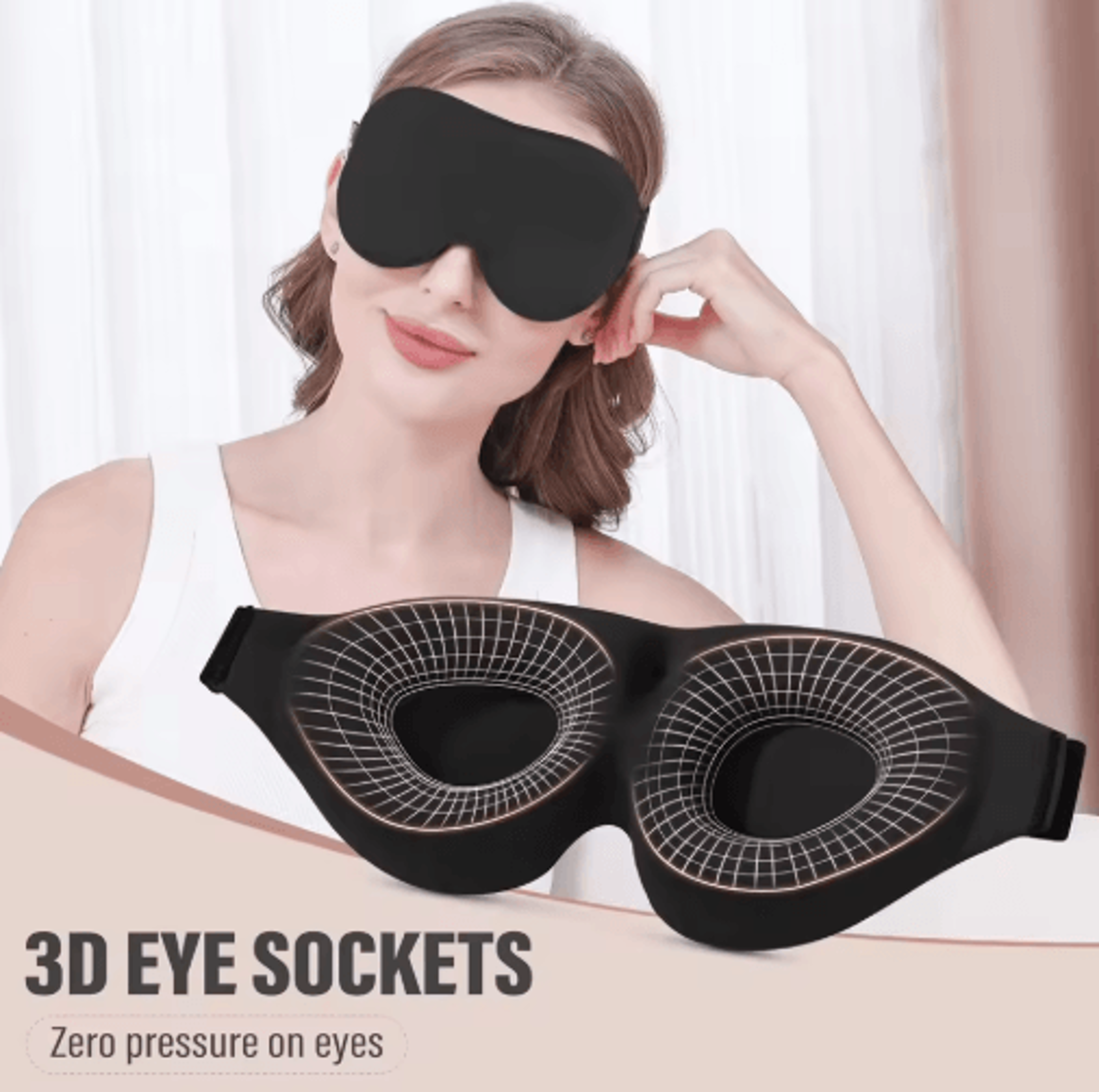 3D Light Blocking Sleep Mask  Adjustable Soft Eye Shade For Side  Back Sleepers 3