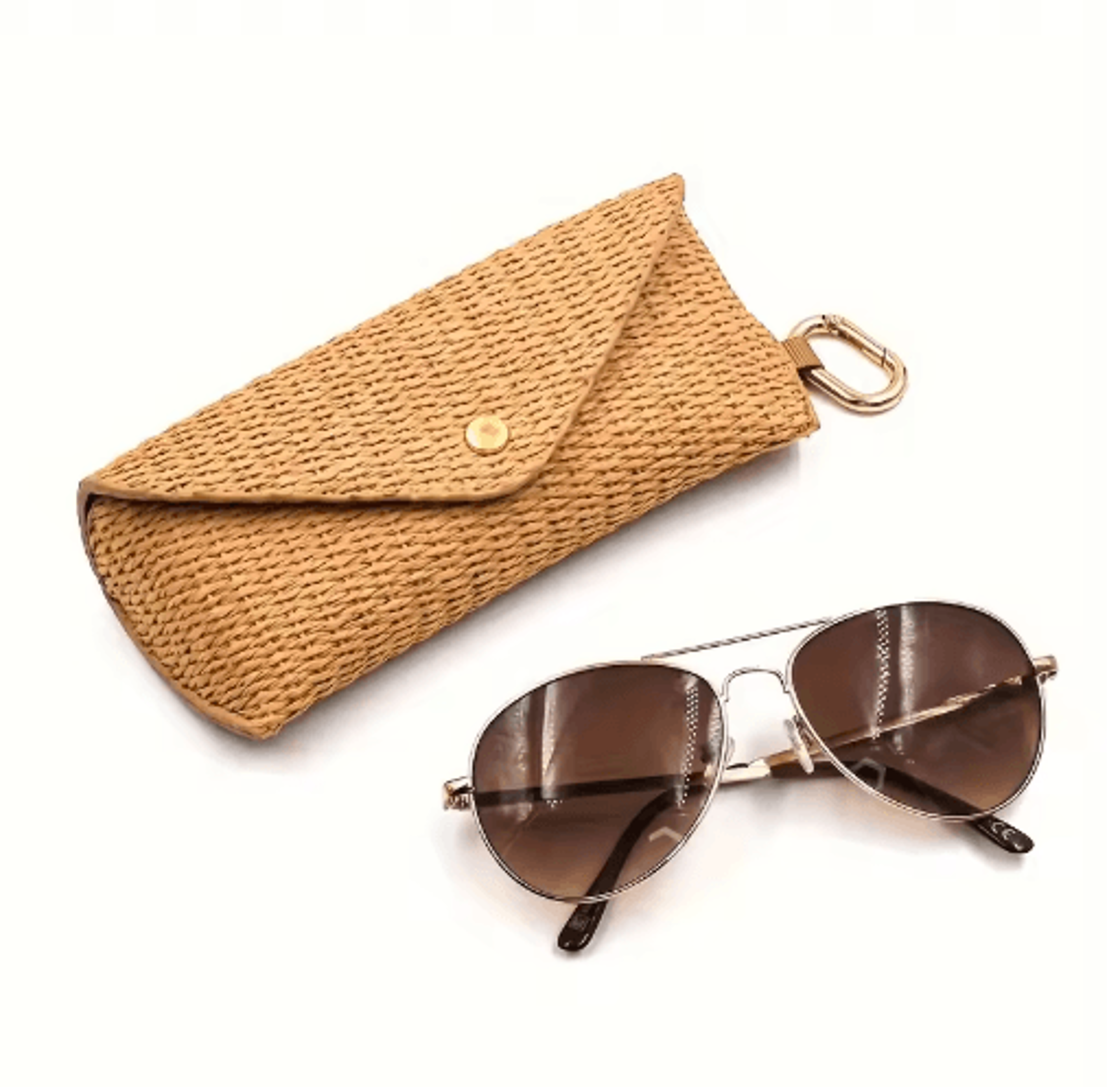 Woven Straw Eyeglass Case With Hook  Soft Protective Fashion Glasses Pouch 4