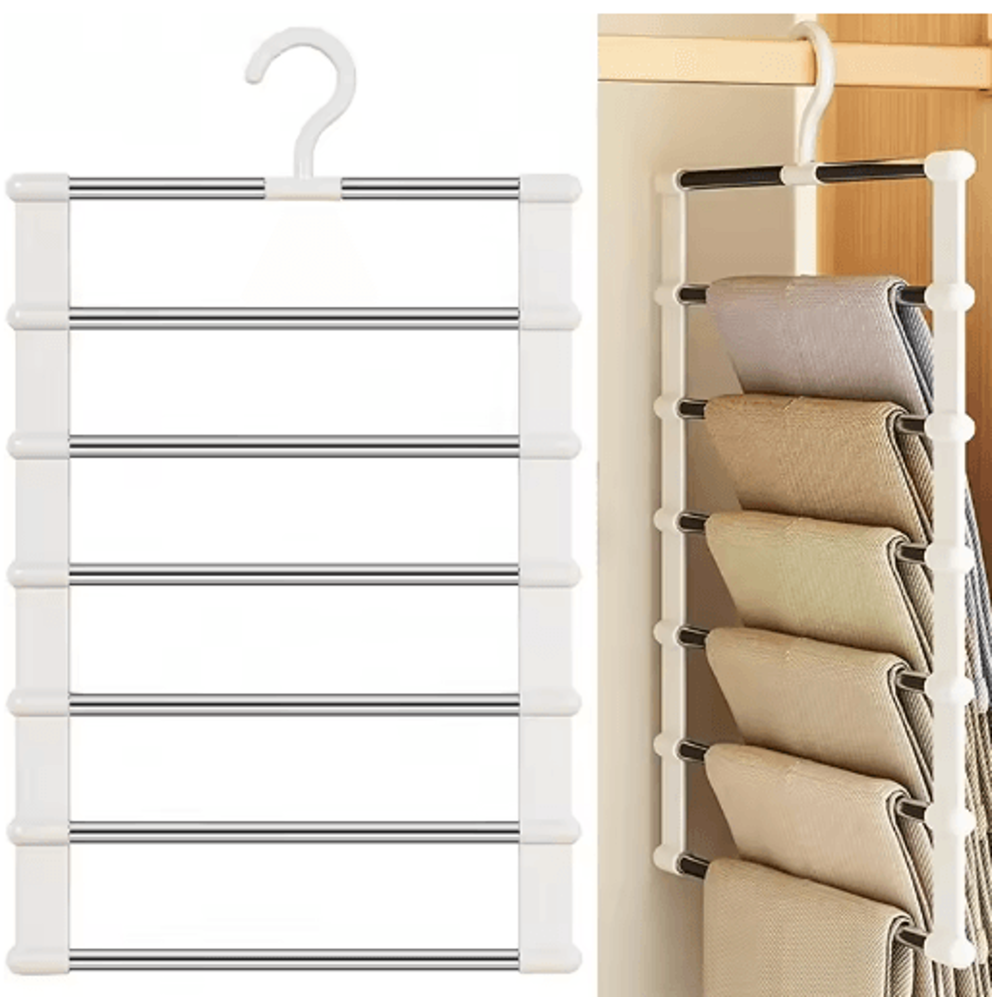 Foldable MultiLayer Pants Hanger  SpaceSaving NonSlip Trouser Organizer 2