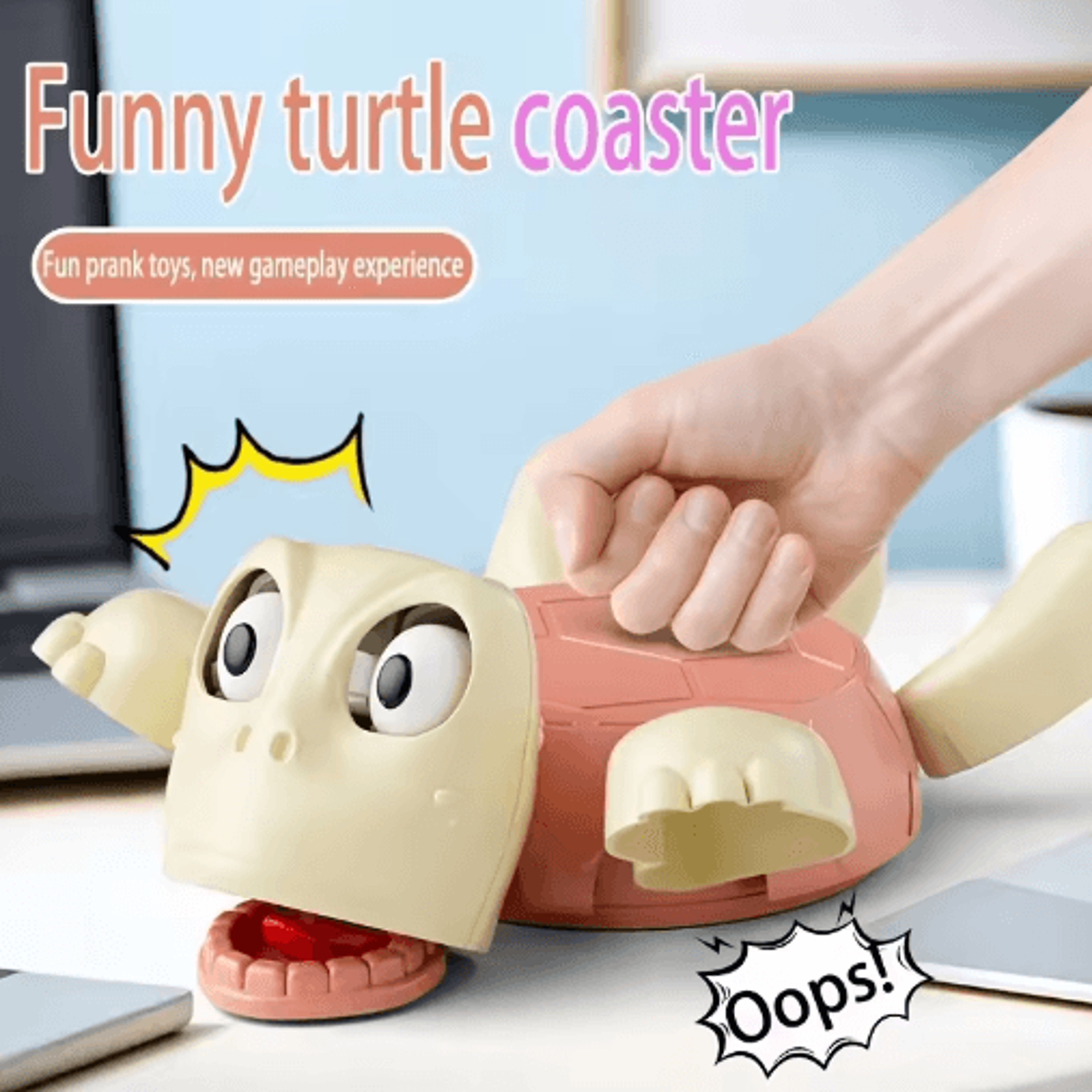 Funny Turtle Oops Coaster  Interactive Prank Toy  Novelty Desk Decor 3