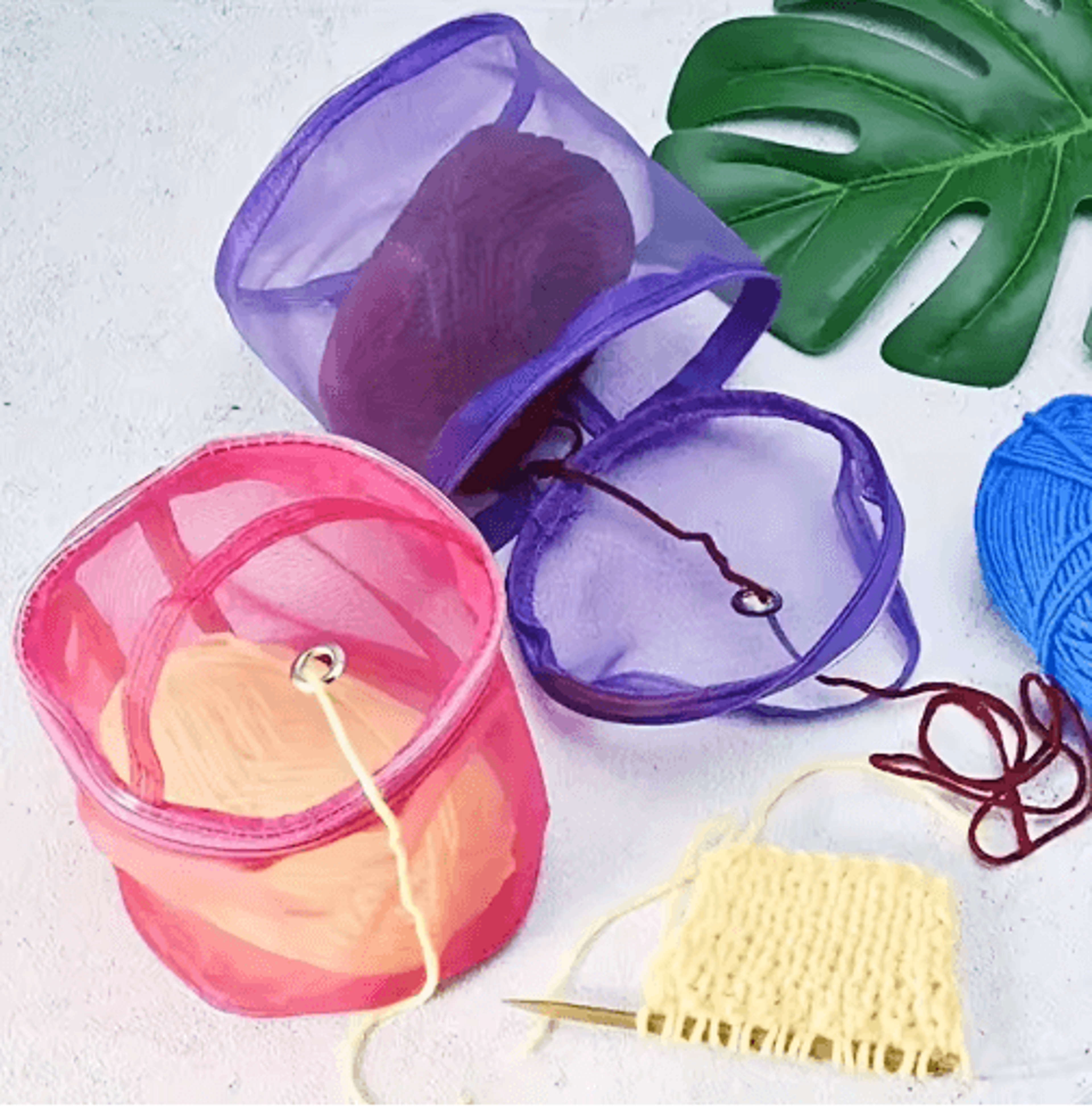 Colorful Nylon Mesh Yarn Storage Bag  Zipper Knitting  Crochet Organizer 0