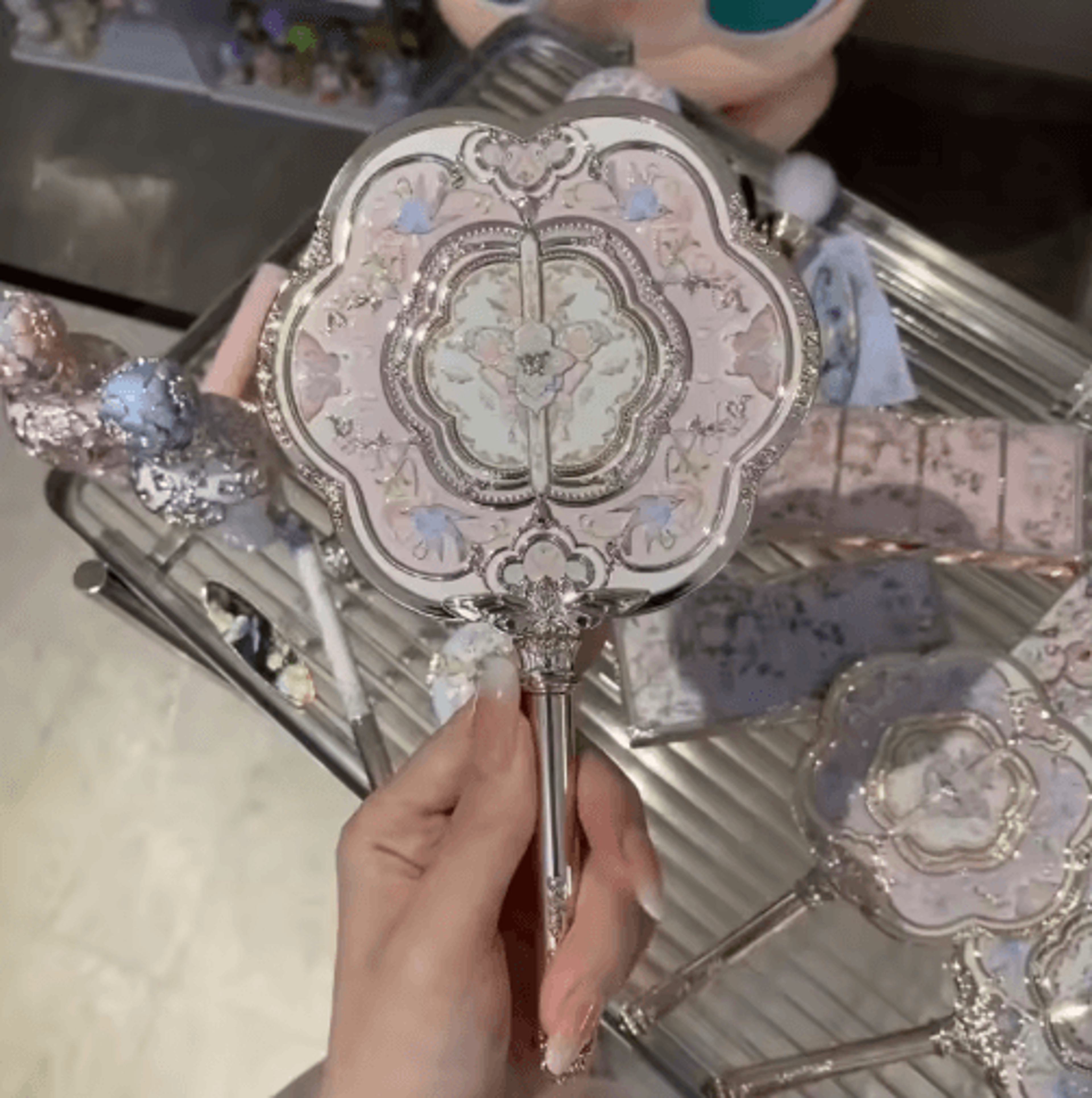 Flower Knows Butterfly Cloud Collar Makeup Mirror  Elegant Handheld Vanity Accessory 9