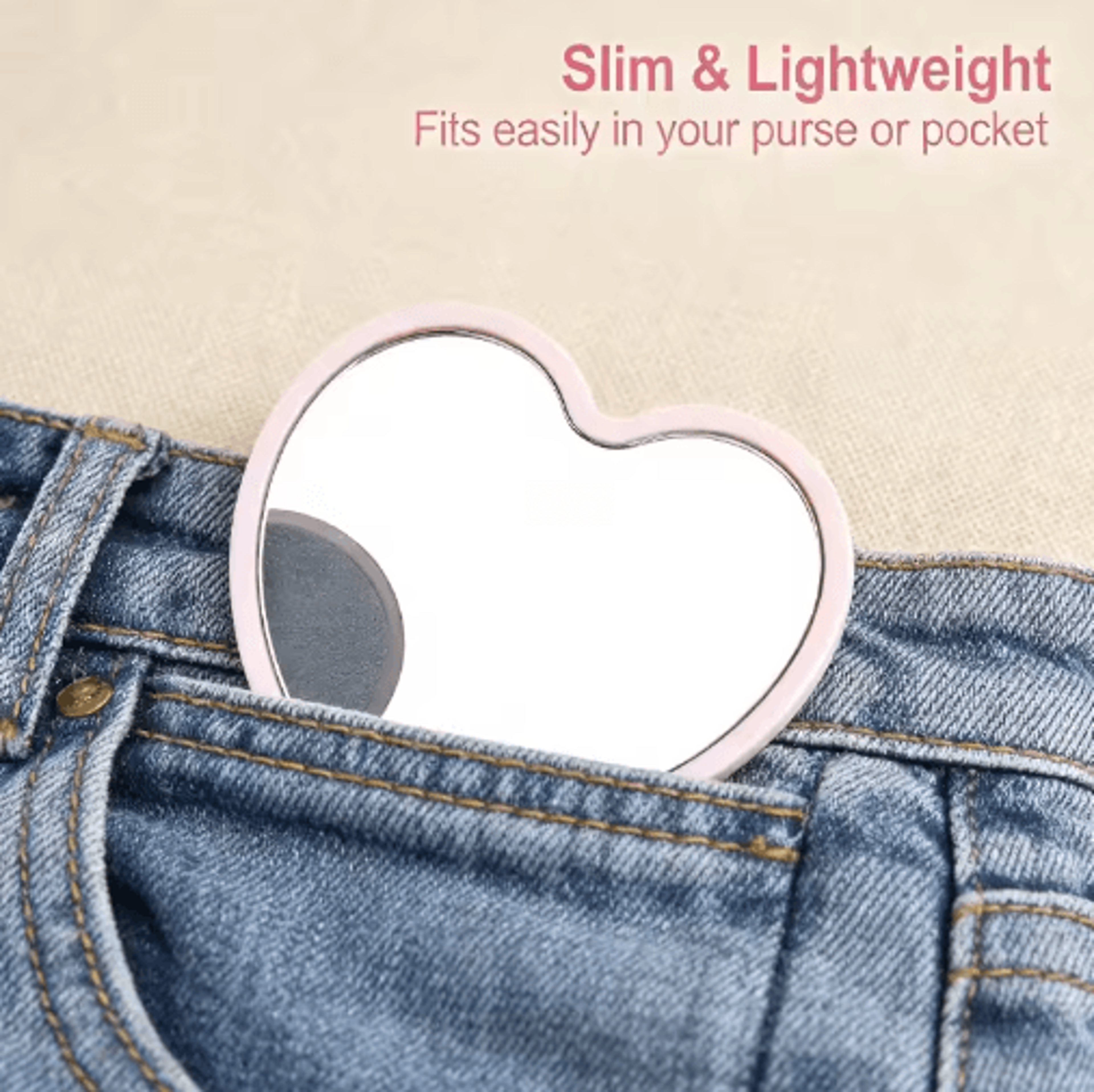 Mini HeartShaped Pocket Mirror  Cute Portable Makeup Mirror 5