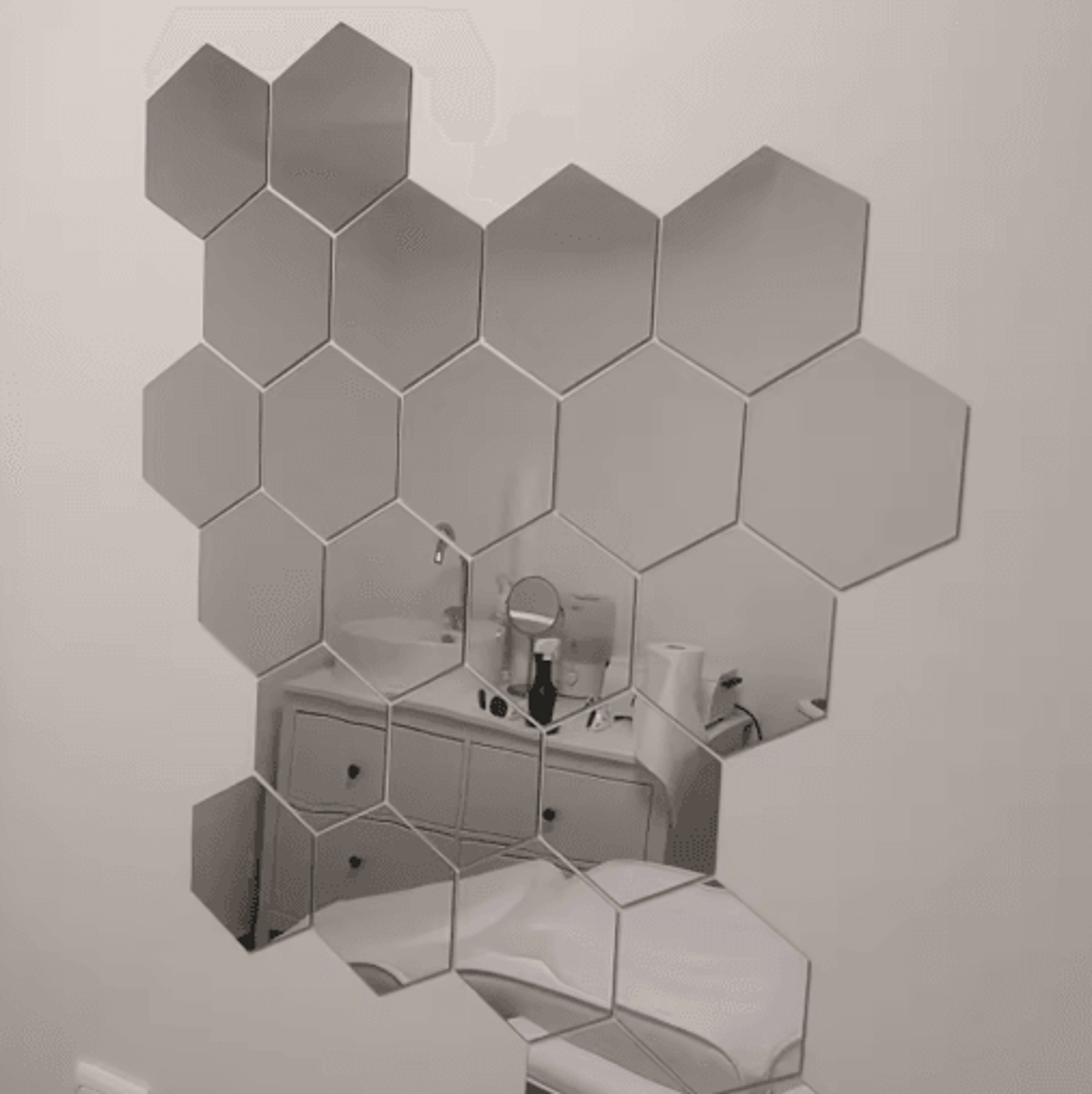 612Pcs Hexagon Mirror Wall Stickers  Removable Geometric DIY Home Decor 5