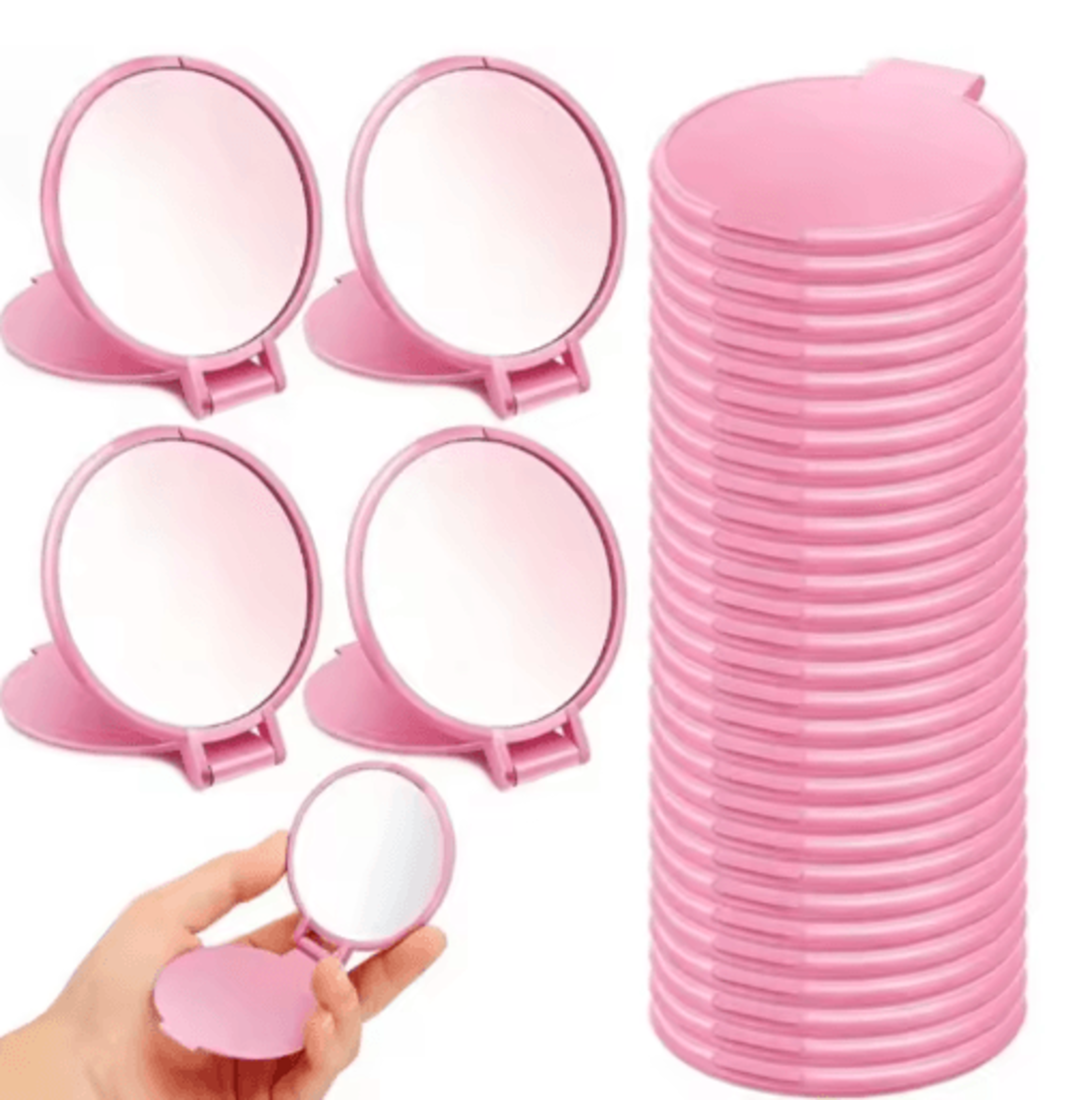 Portable Foldable Makeup Mirrors  Mini Handheld Travel Cosmetic Mirror Sets 1