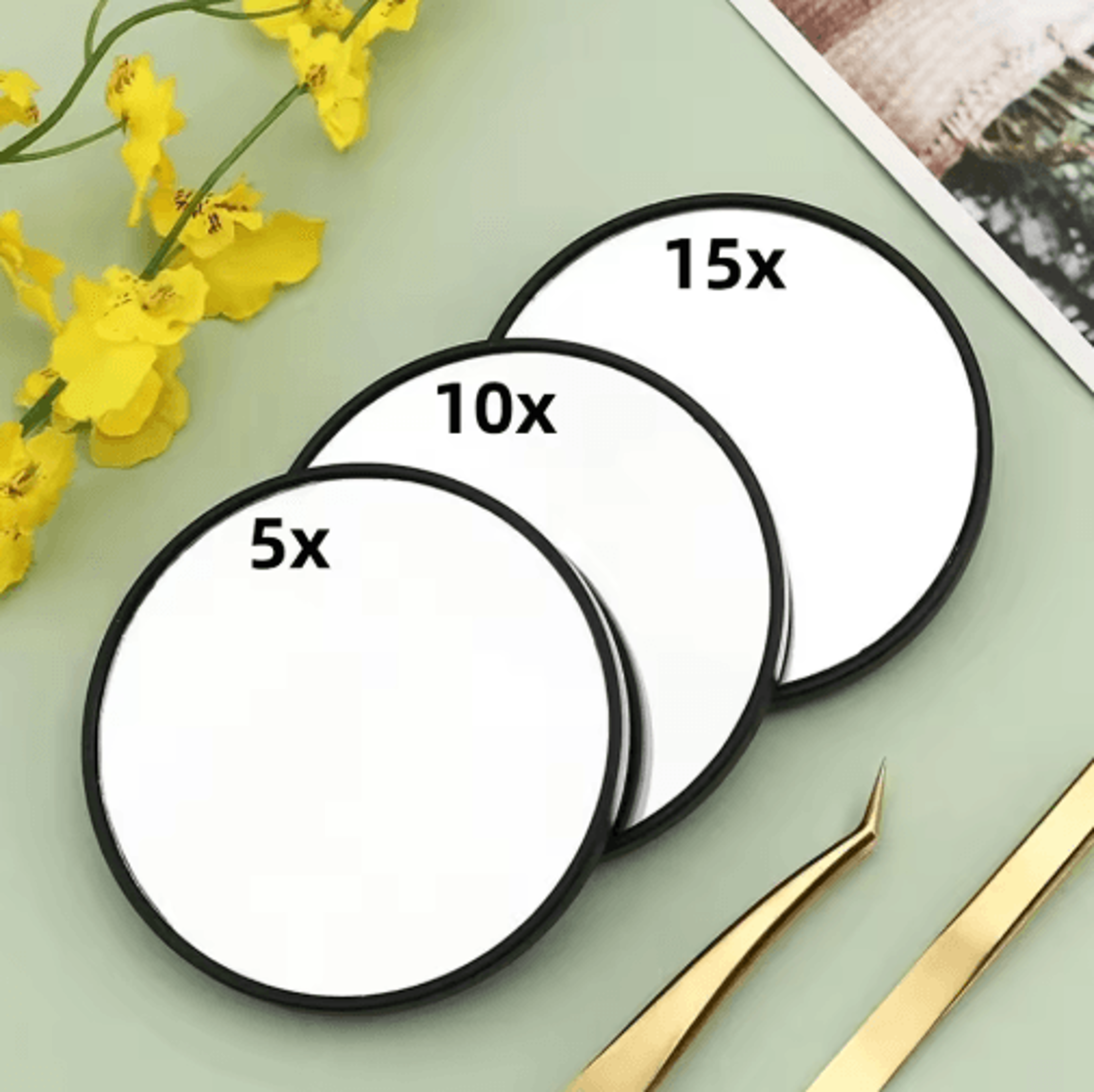 5x/10x/15x magnifying makeup mirror – portable suction cup bathroom mirror
