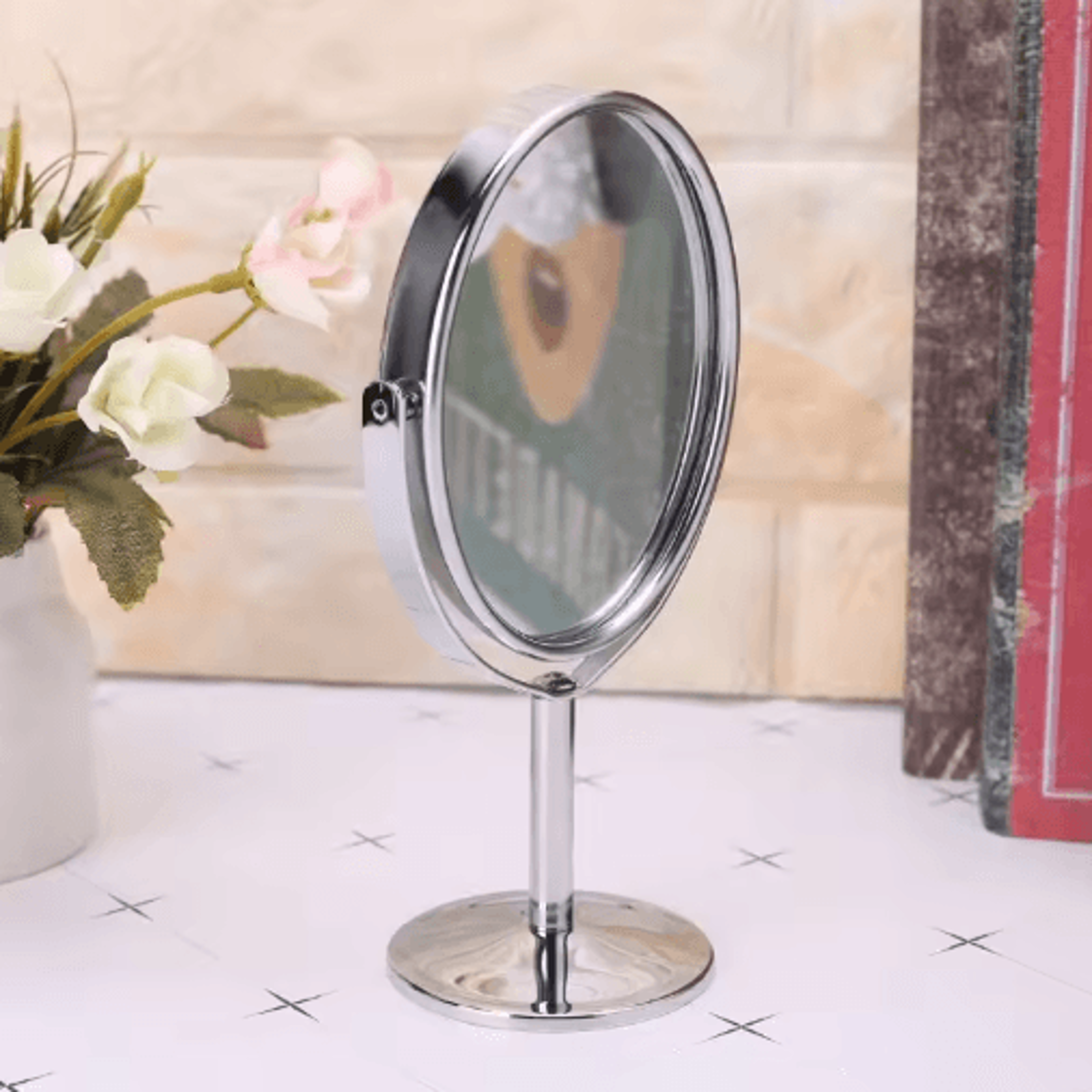 DoubleSided Standing Makeup Mirror  Desktop Vanity Cosmetic Mirror 4