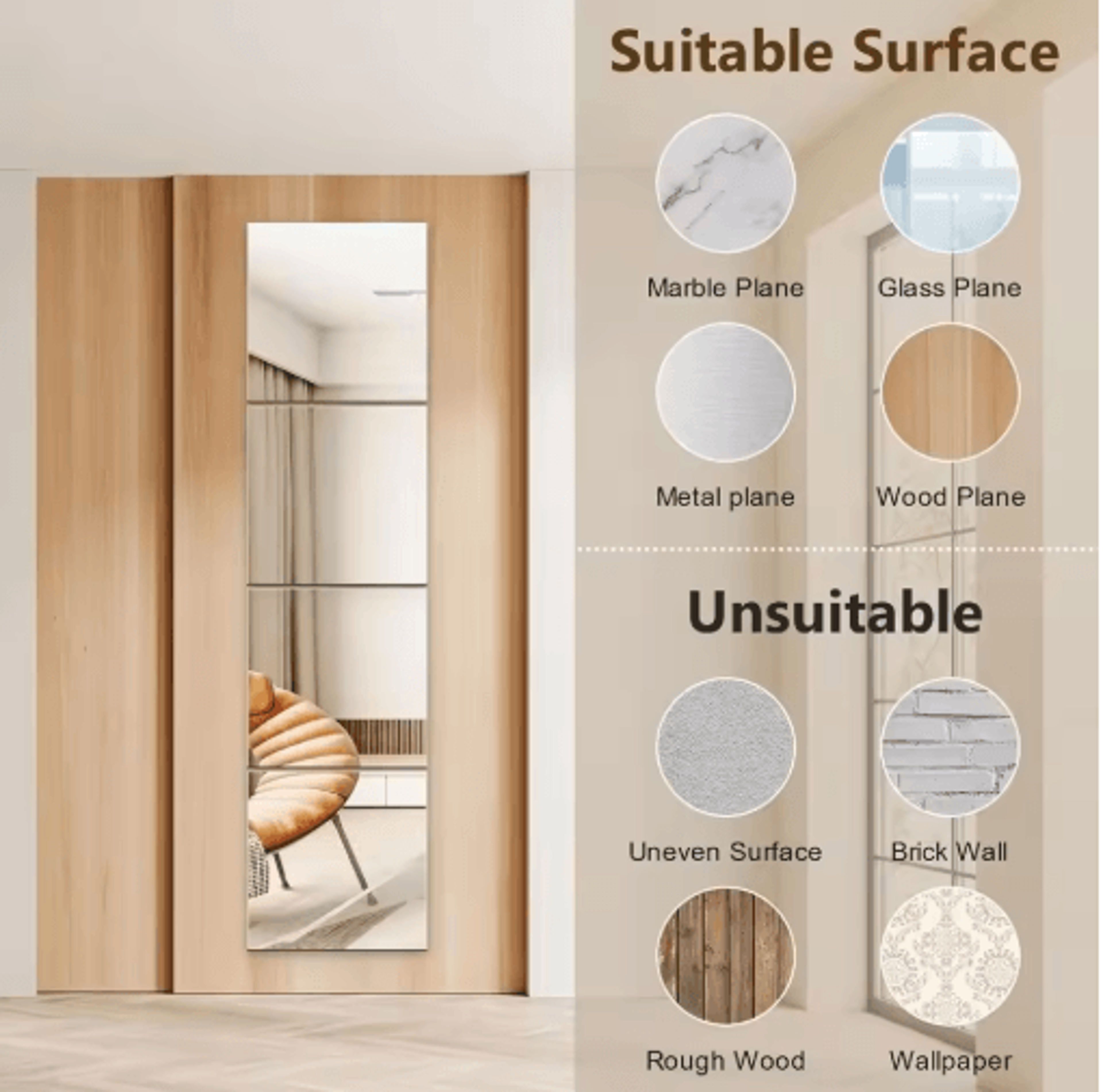 SelfAdhesive Acrylic Mirror Sheet  16mm Shatterproof DIY NonGlass Mirror 8