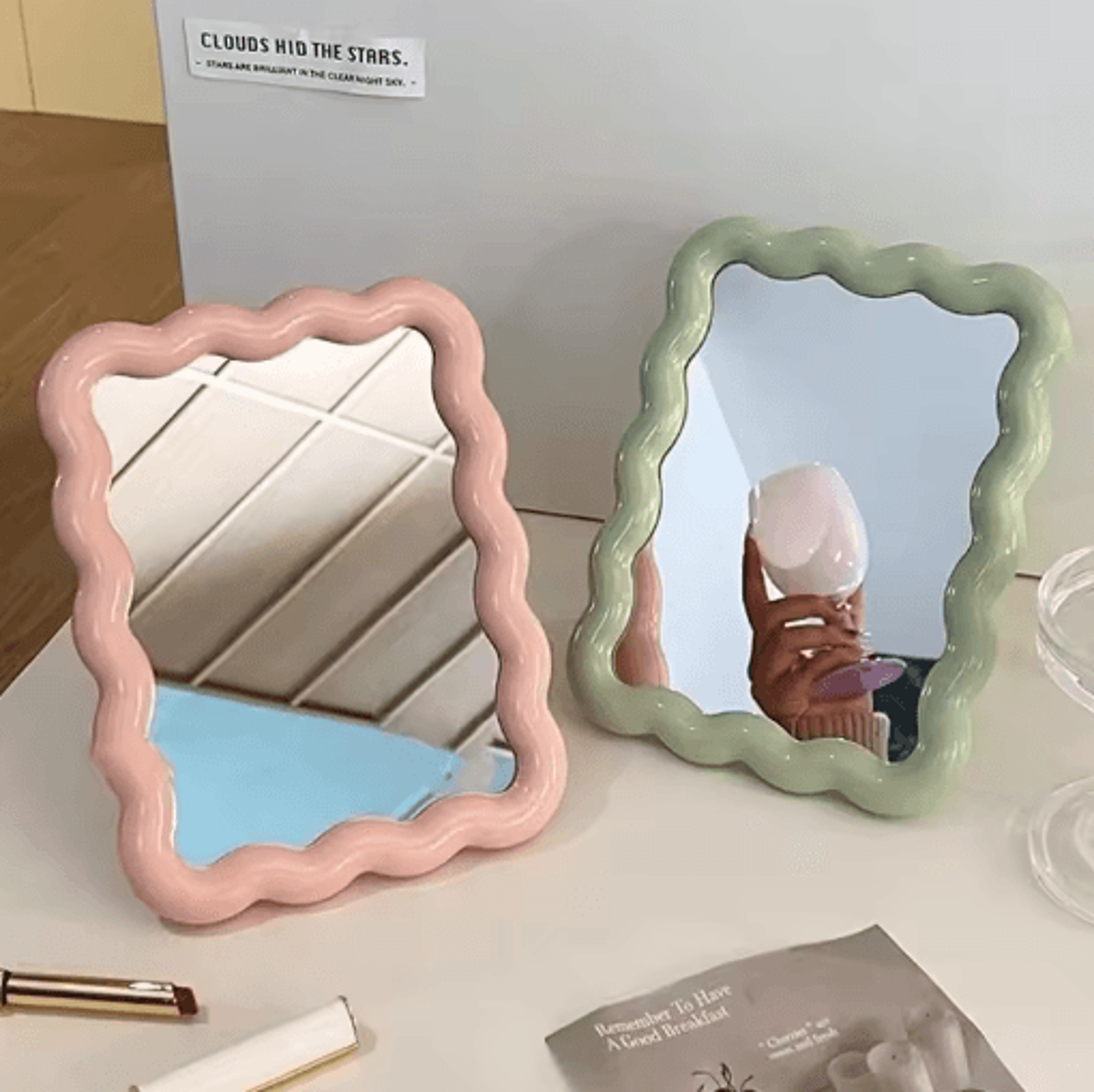Corrugated Foldable Makeup Mirror Portable Desktop  Handheld Vanity Mirror 6
