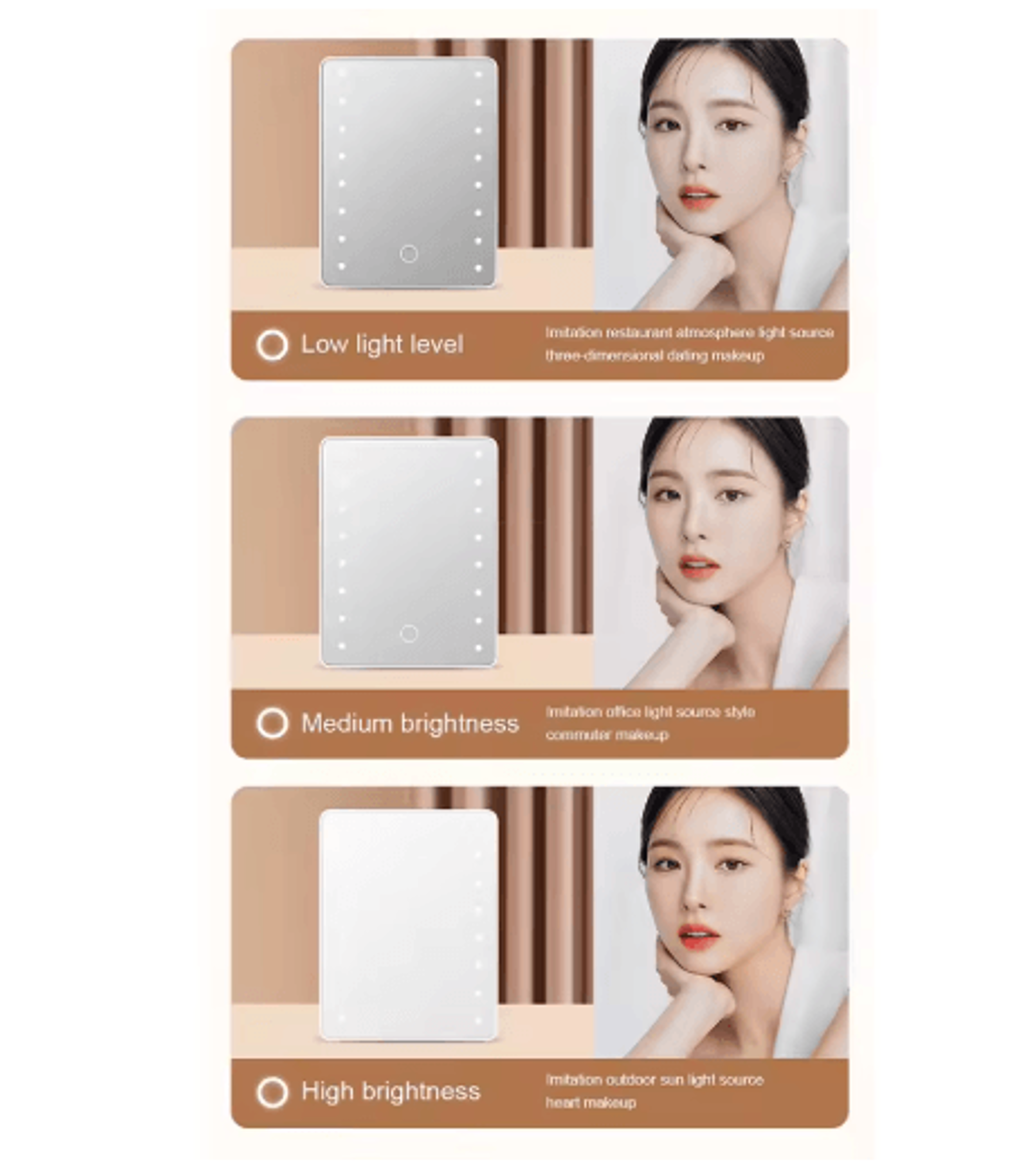 16LED Makeup Mirror  Dimmable Touch Control Tabletop Vanity Mirror 4