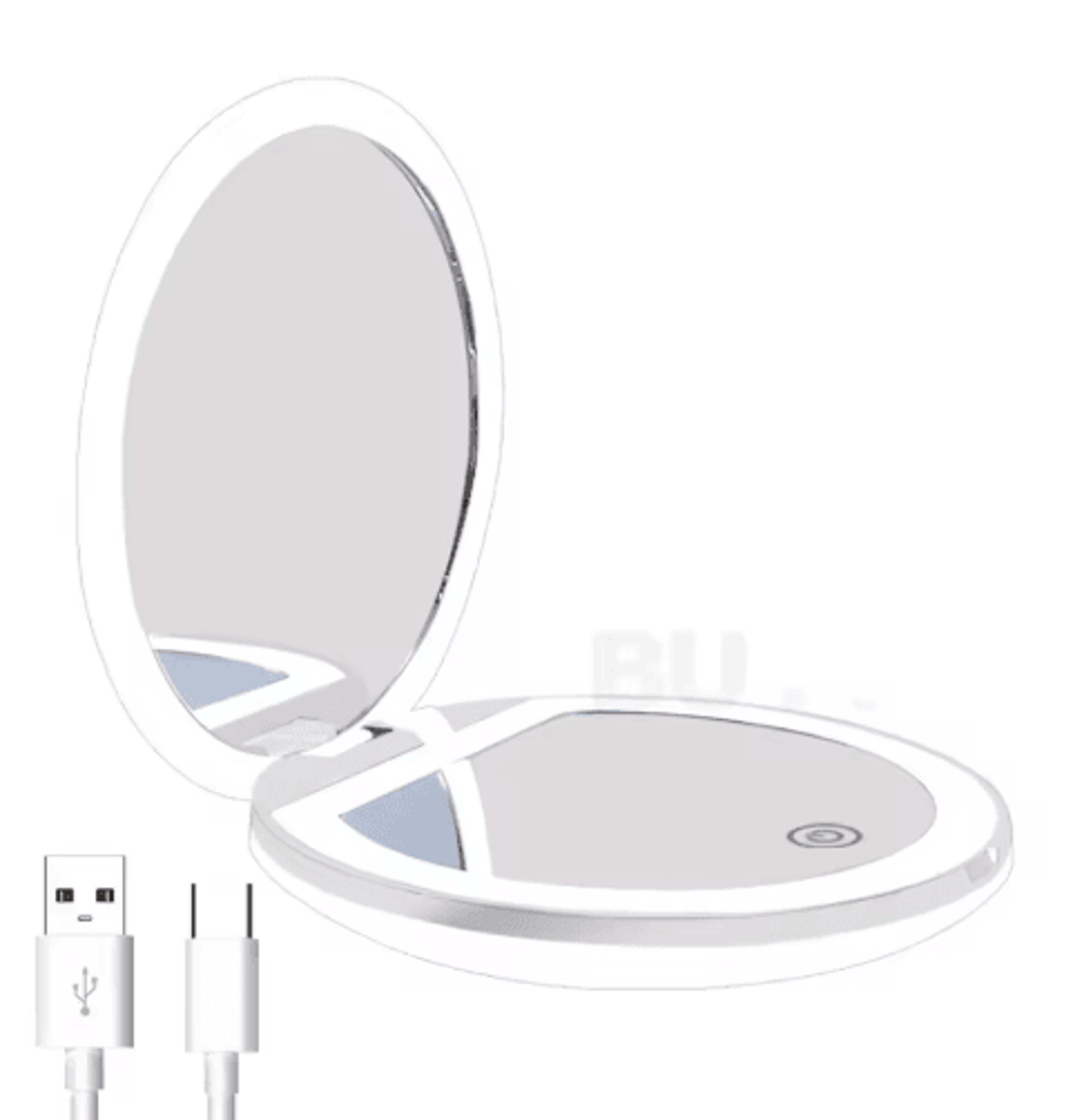 USB Rechargeable LED Pocket Mirror  Smart Touch Foldable Travel Makeup Mirror 2