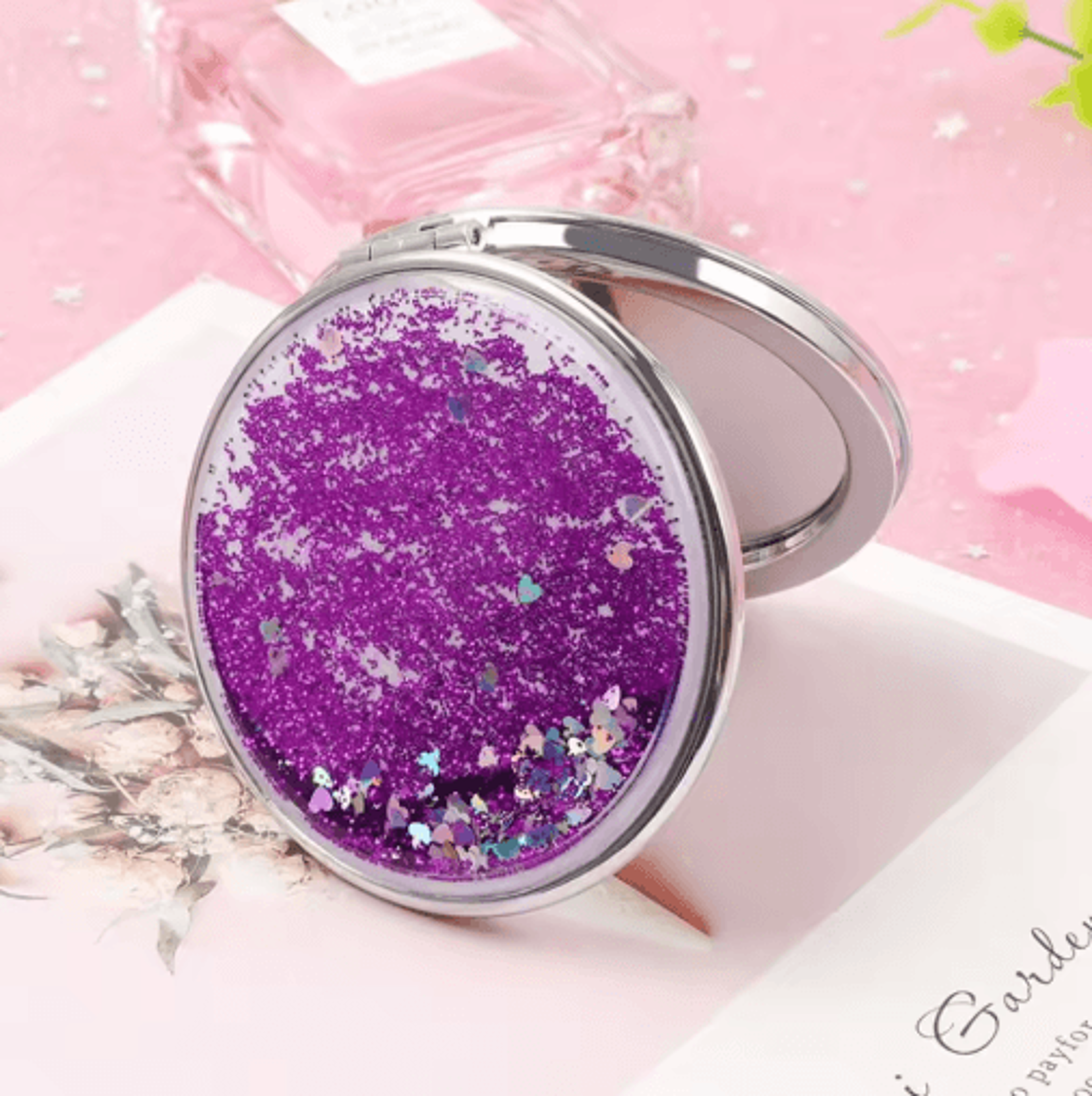 Quicksand DoubleSided Makeup Mirror  Mini Folding Pocket Cosmetic Mirror 5