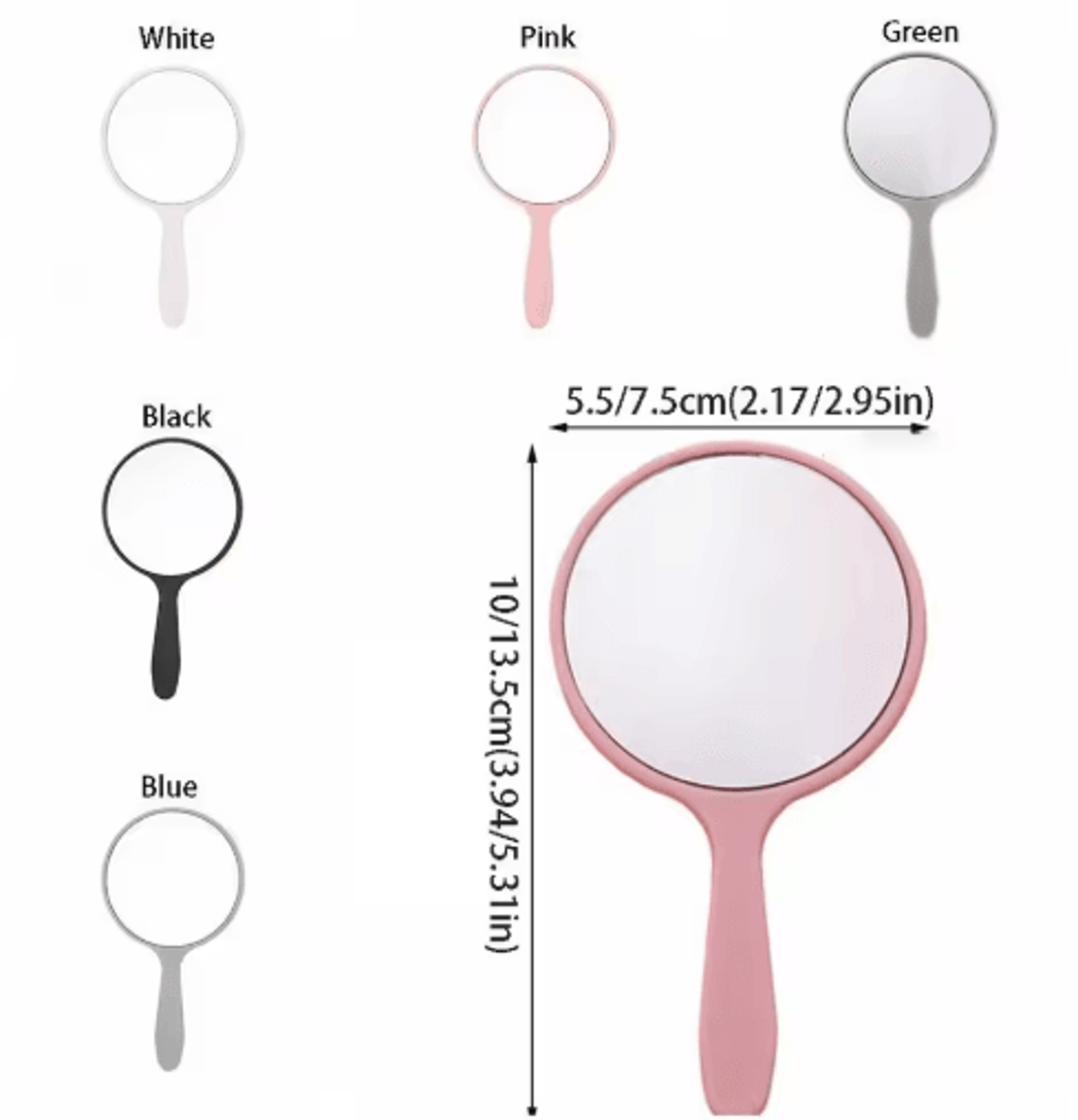 Fashion Round Handheld Makeup Mirror  Portable AntiFall Beauty Mirror With Handle 12