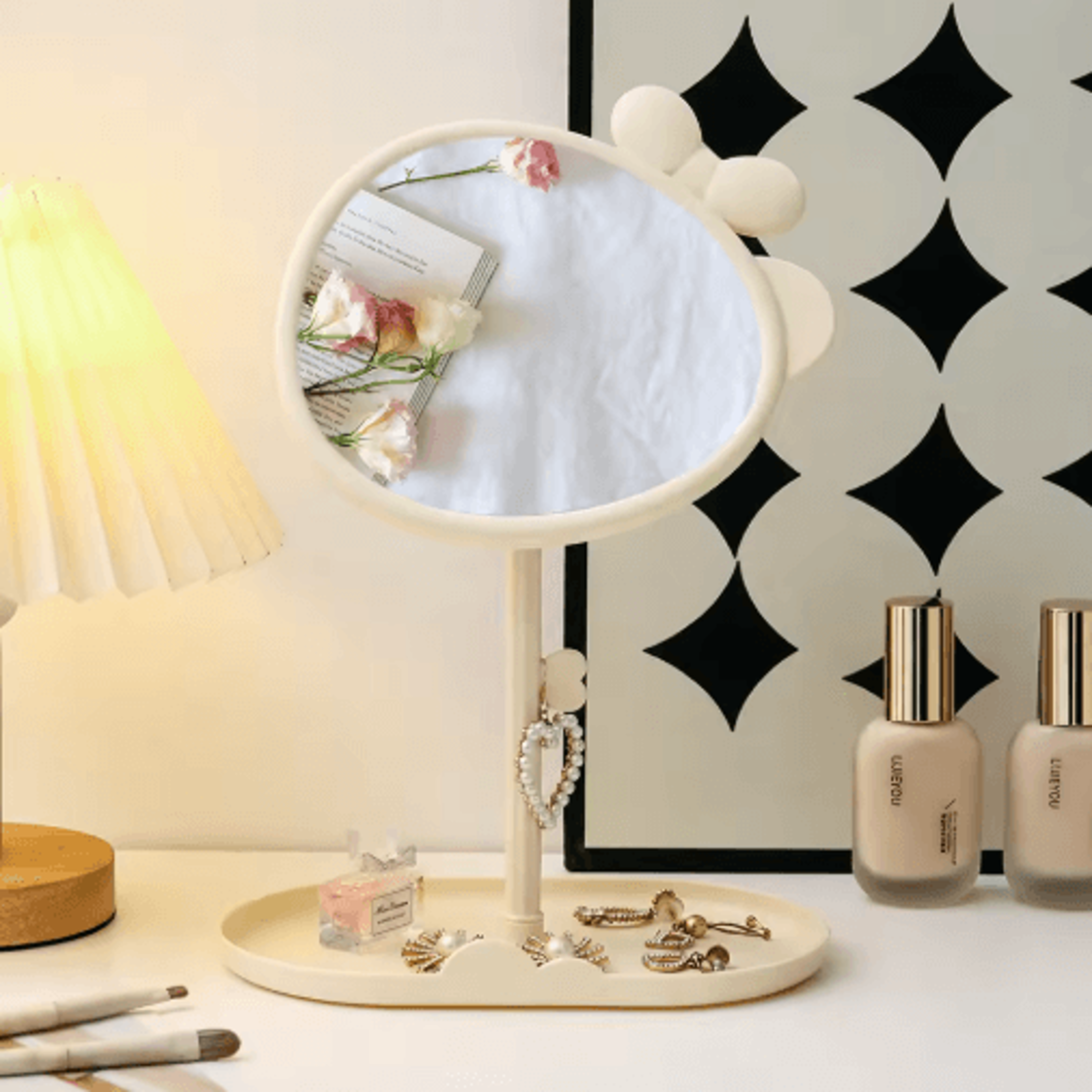 Cute 360 Rotating Vanity Mirror  Adjustable Desktop Makeup Mirror 3