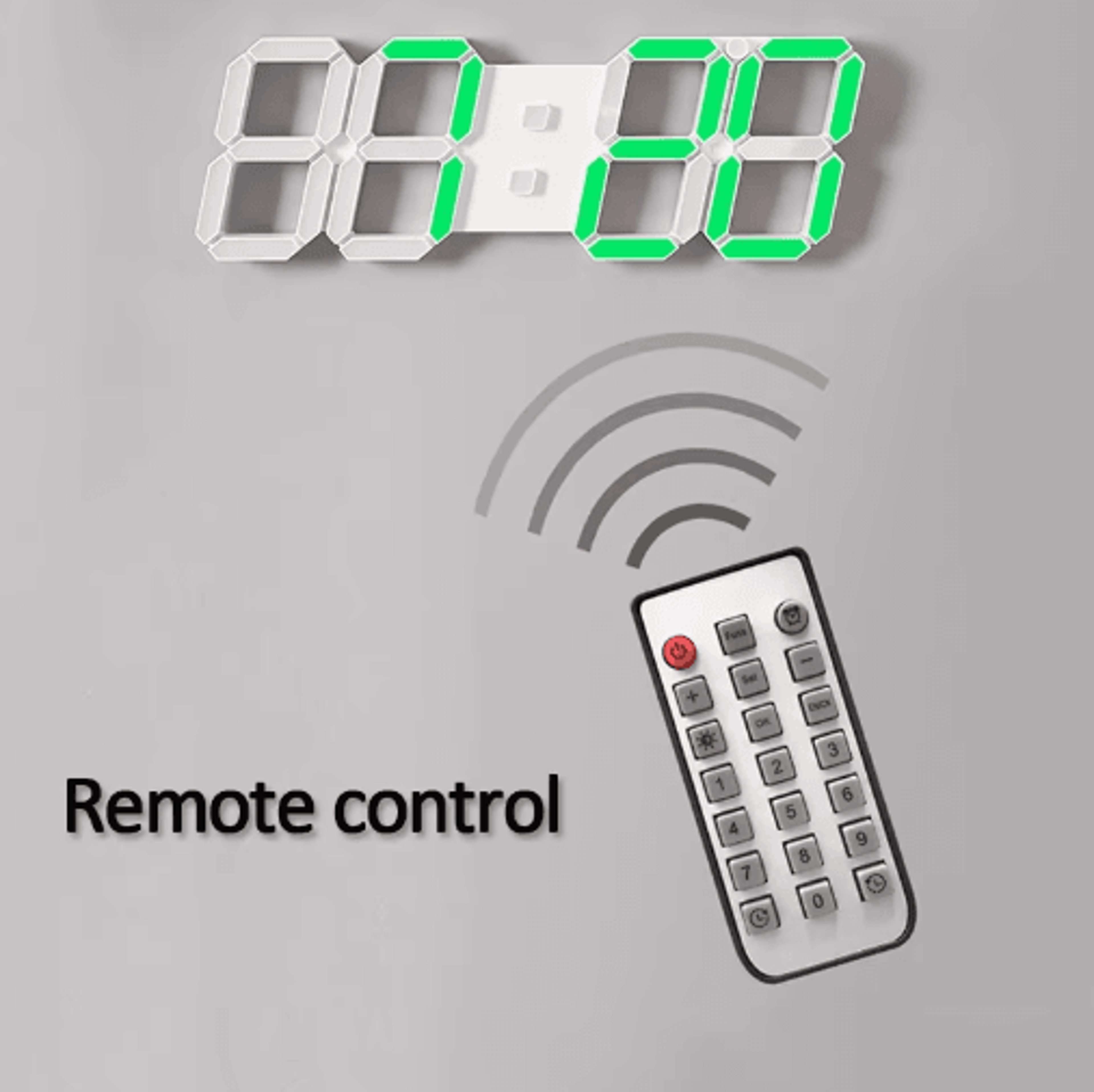 3D LED Large Wall Clock  Remote Control Digital Clock With Auto Brightness 7