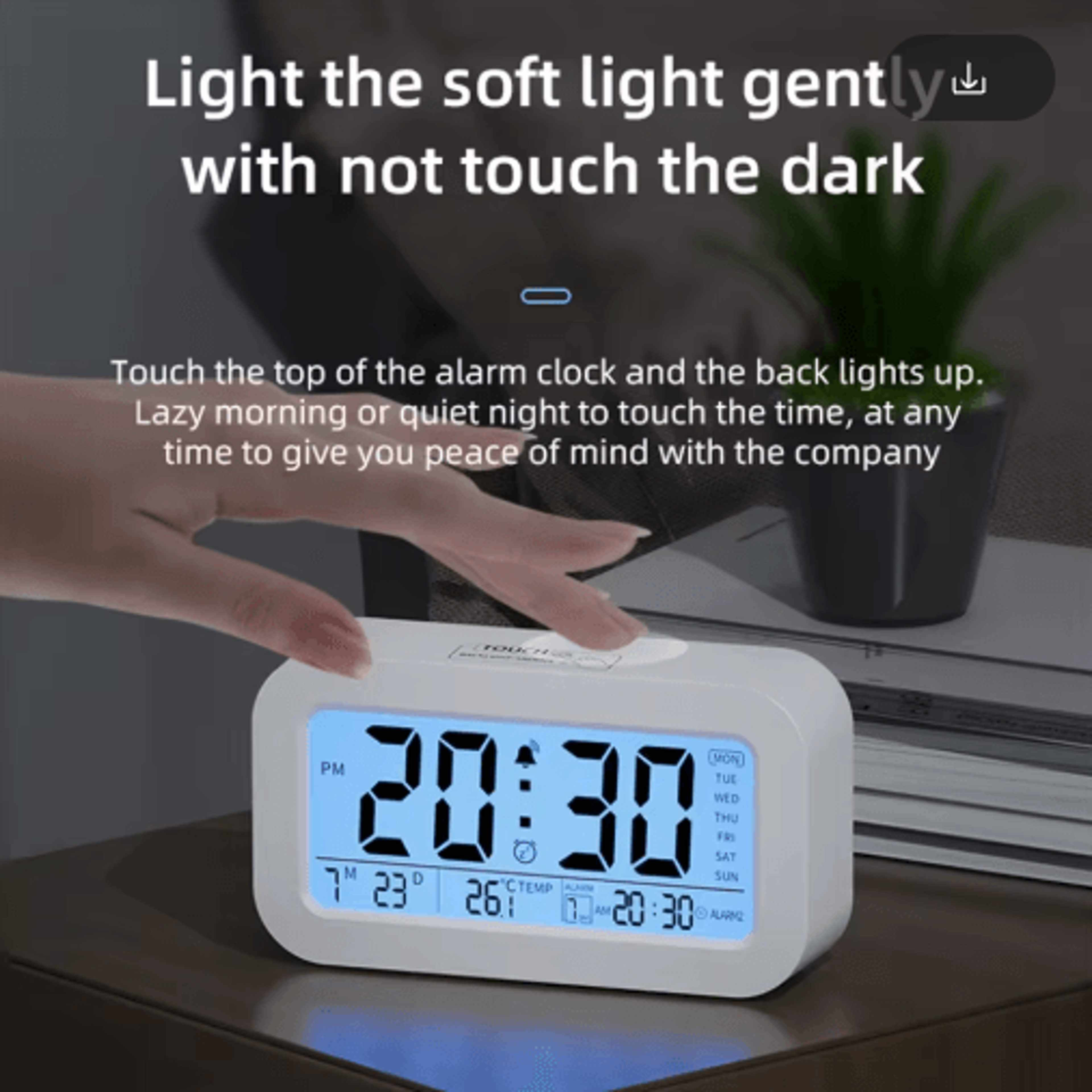 MultiFunction LCD Alarm Clock  3 Alarms Temperature Date  Snooze Display 6