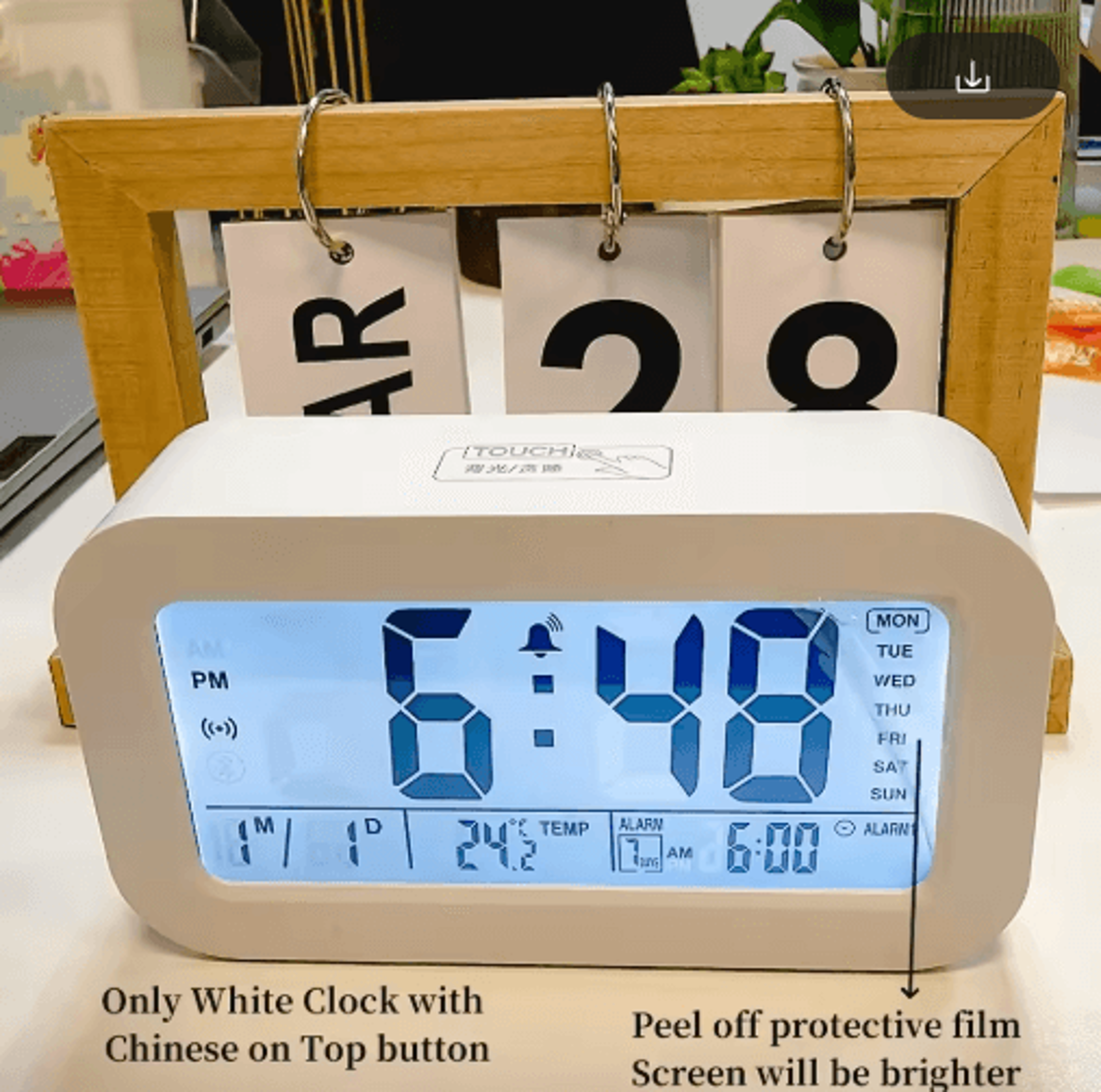 MultiFunction LCD Alarm Clock  3 Alarms Temperature Date  Snooze Display 2