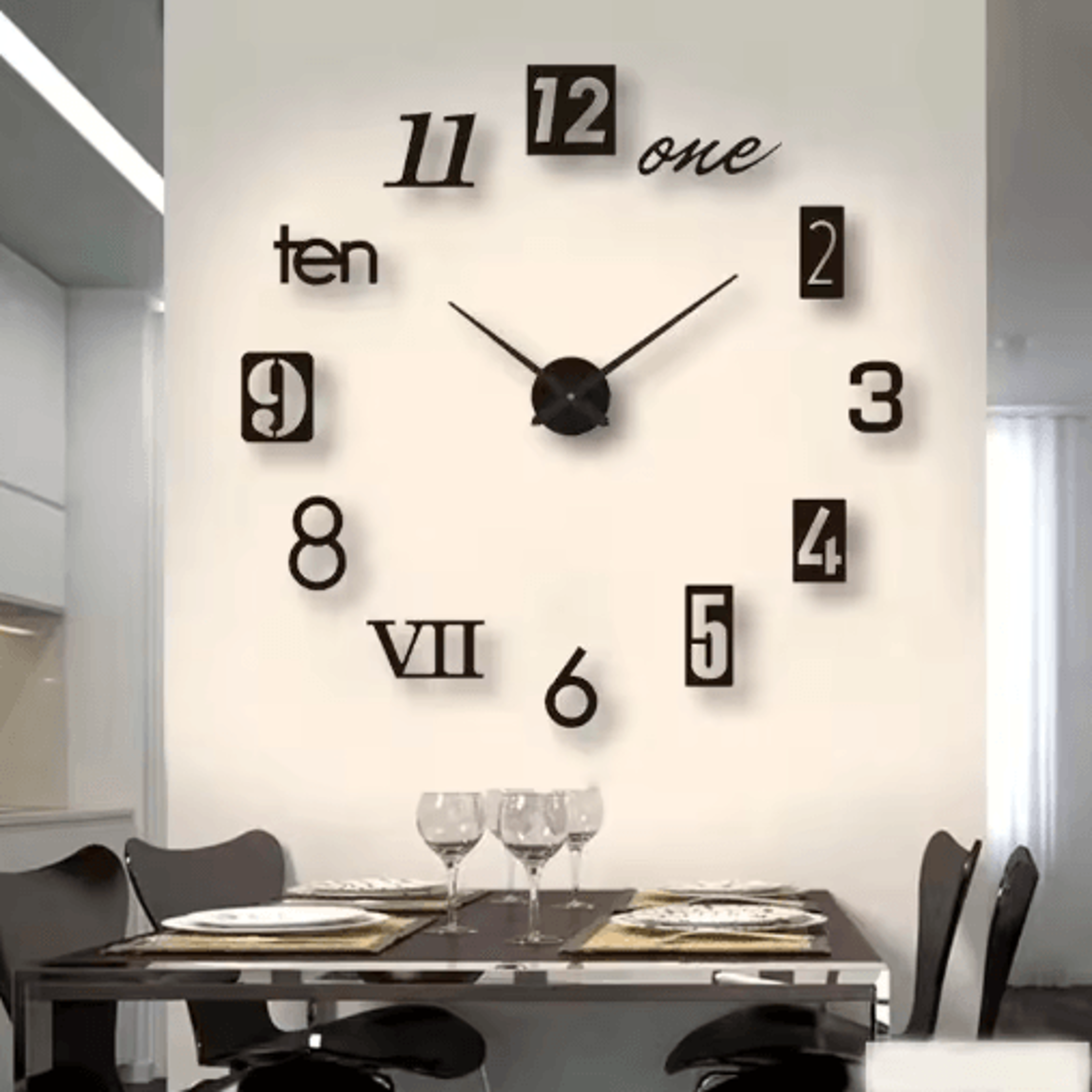 Large Roman Numeral Mirror Wall Clock  2D3D DIY Acrylic Quartz Clock Sticker 27