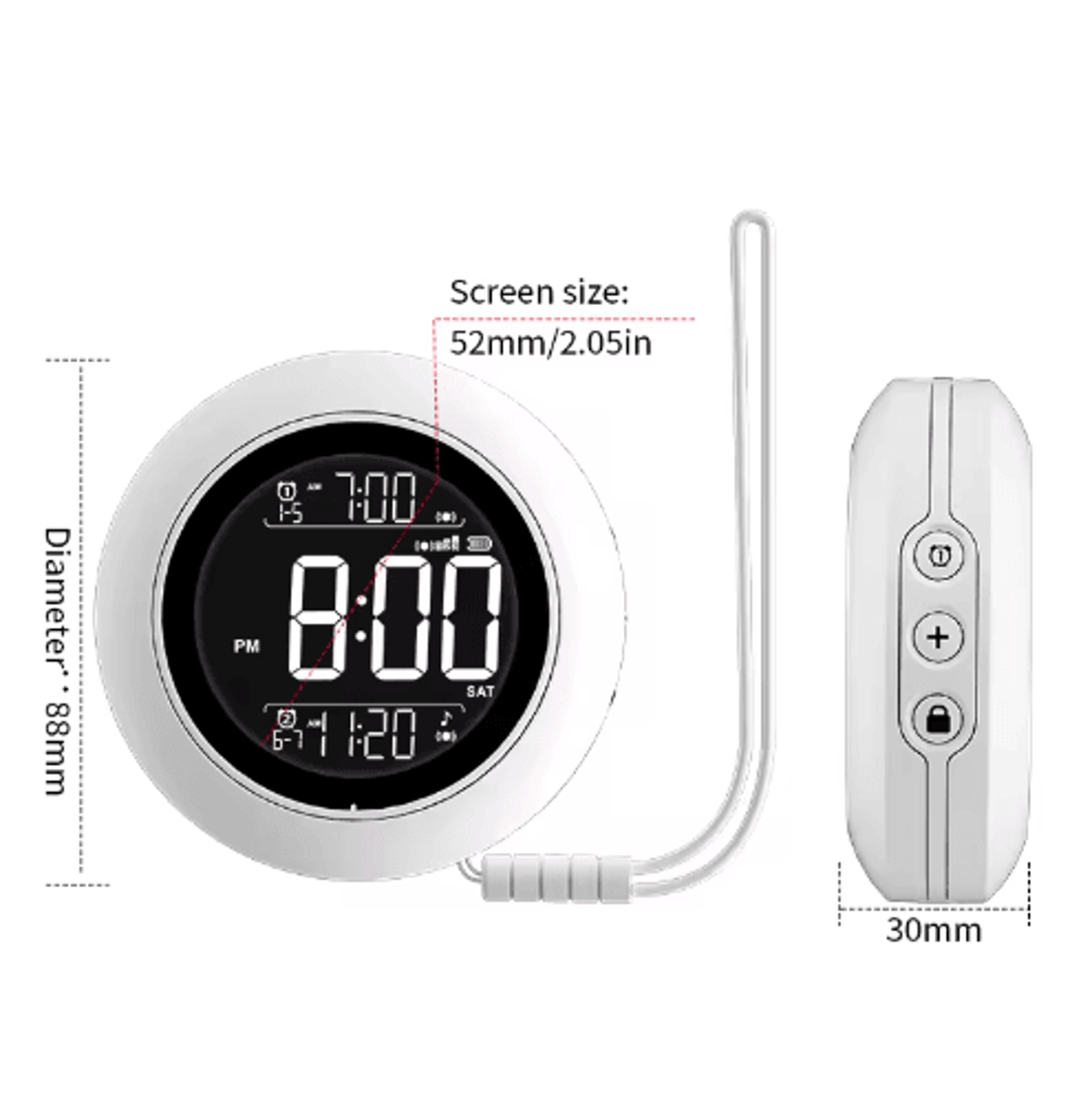 Portable Vibration Alarm Clock  4Alarm Bedside Digital Clock With Snooze 2