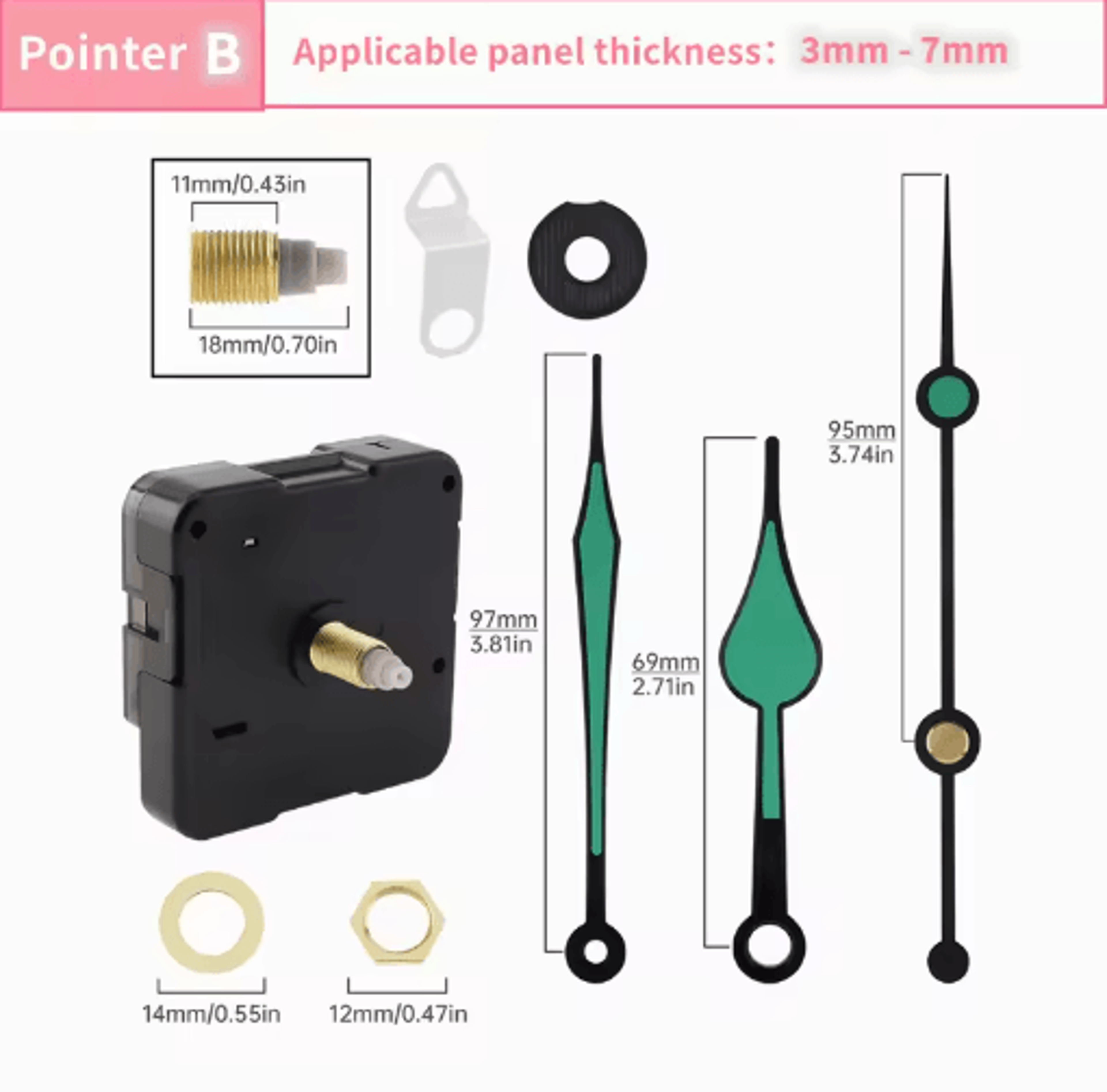 Long Shaft Silent Quartz Clock Movement  DIY Wall  Table Clock Repair Mechanism 8