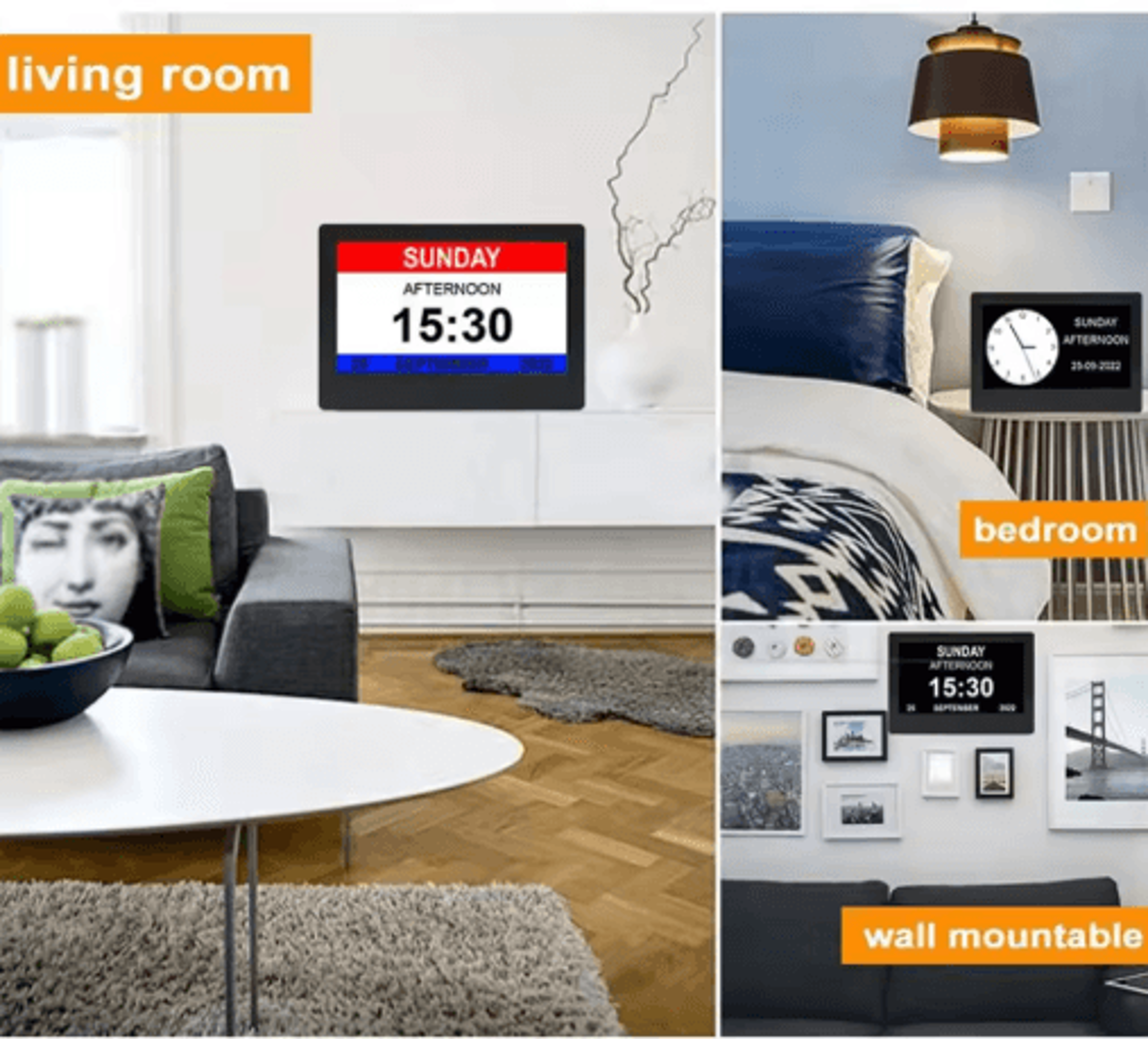 7Inch Digital Calendar Alarm Clock  Large Display With Medicine Reminders 9
