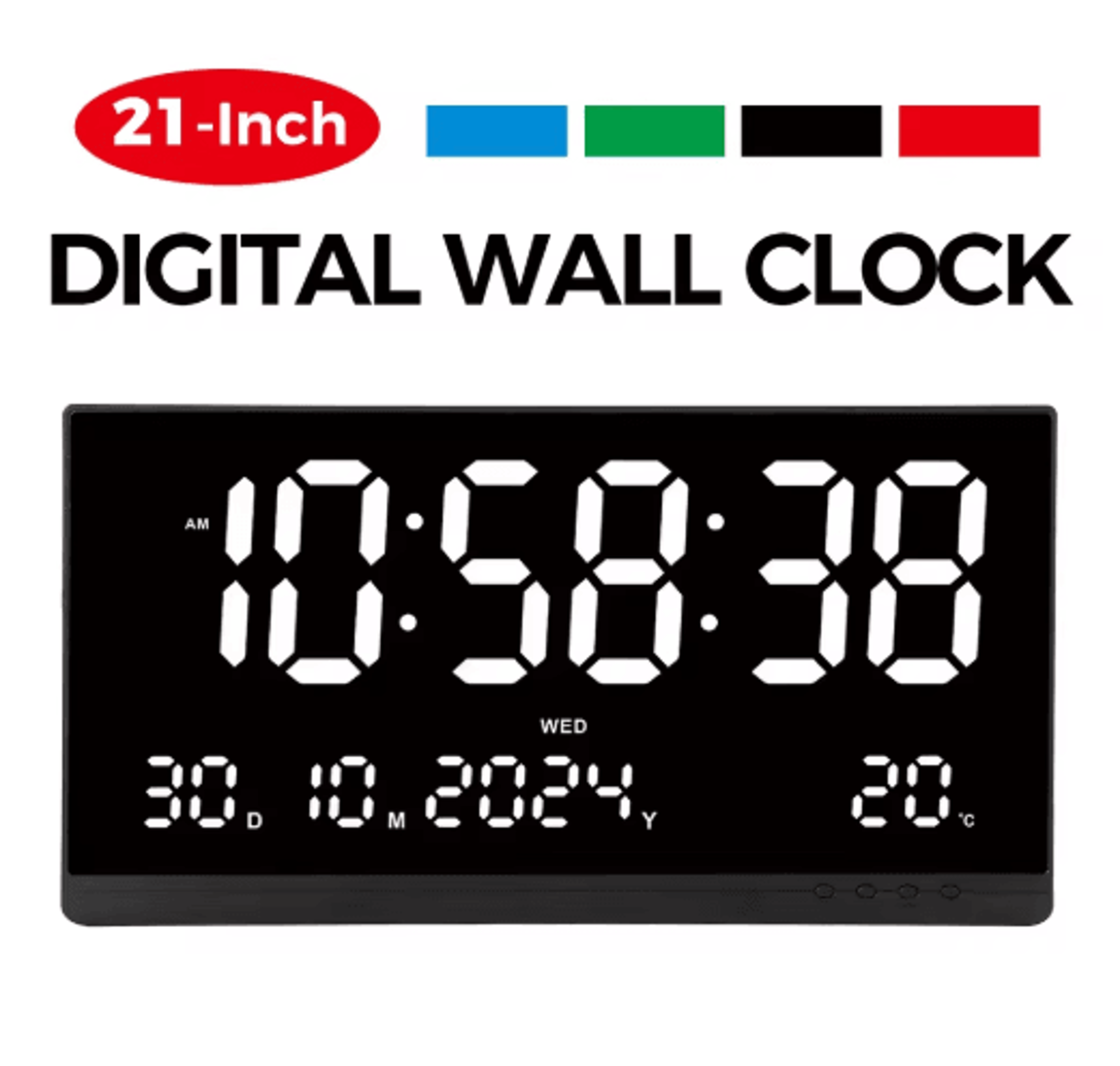 21 Large Digital Wall Clock  LED Calendar Temperature  Alarm Display 0
