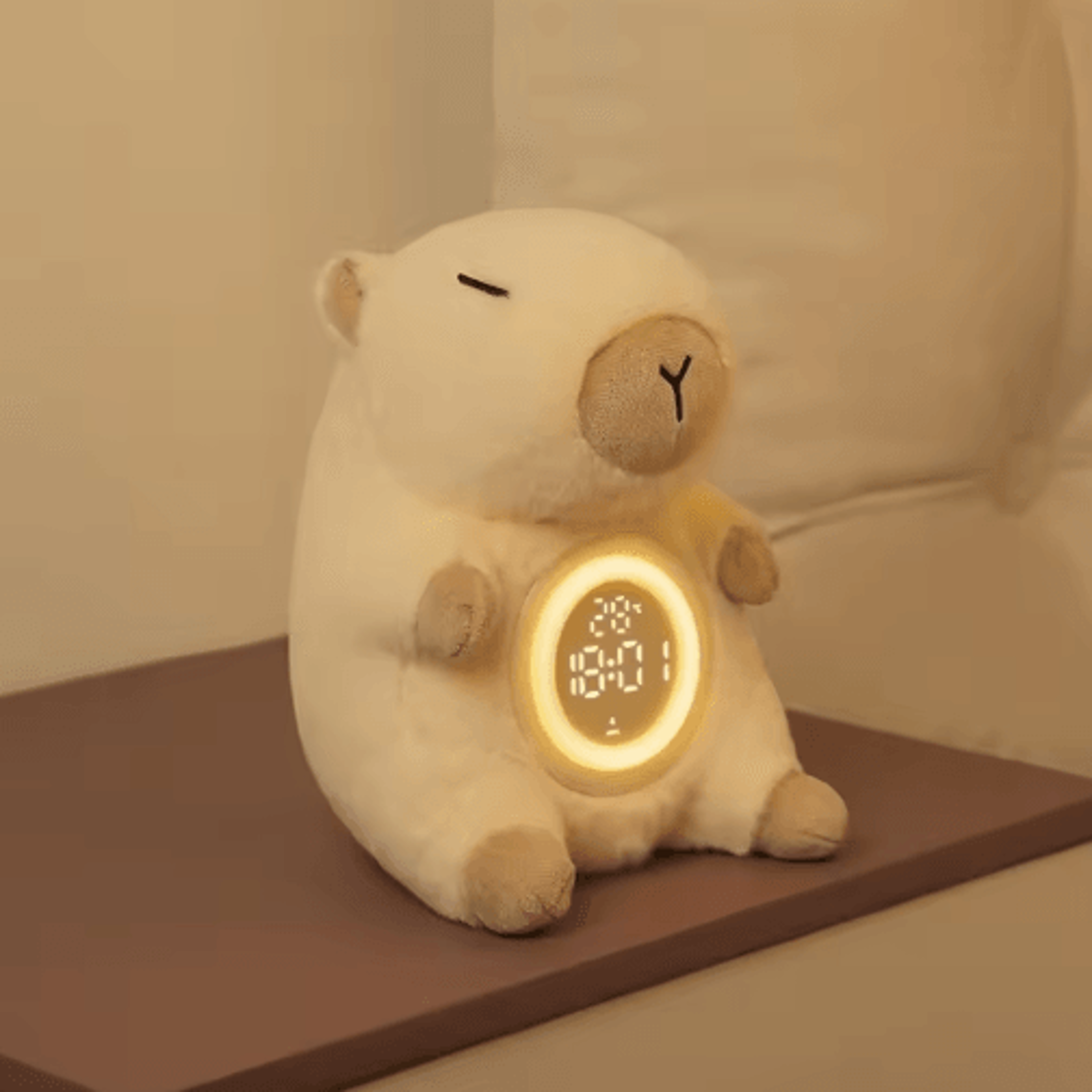 Cute Capybara Alarm Clock  Plush Night Light With Dual Alarm  Temperature Display 3