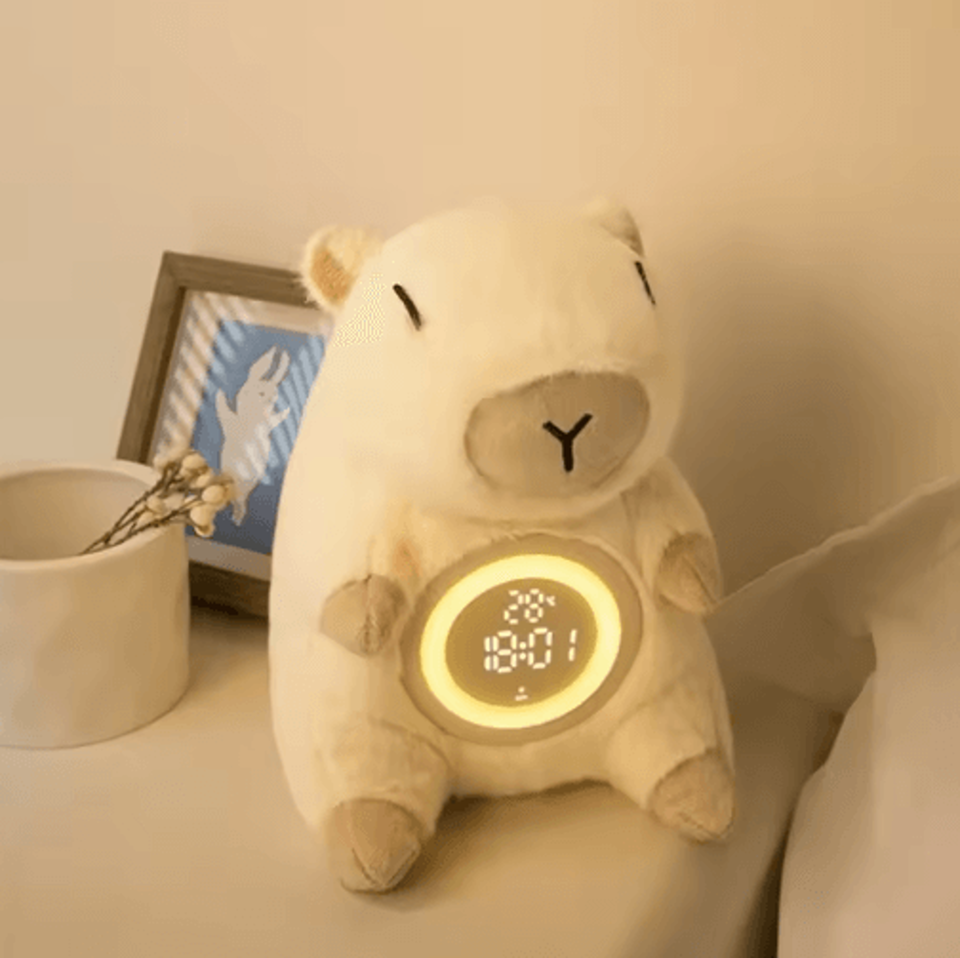 Cute Capybara Alarm Clock  Plush Night Light With Dual Alarm  Temperature Display 4