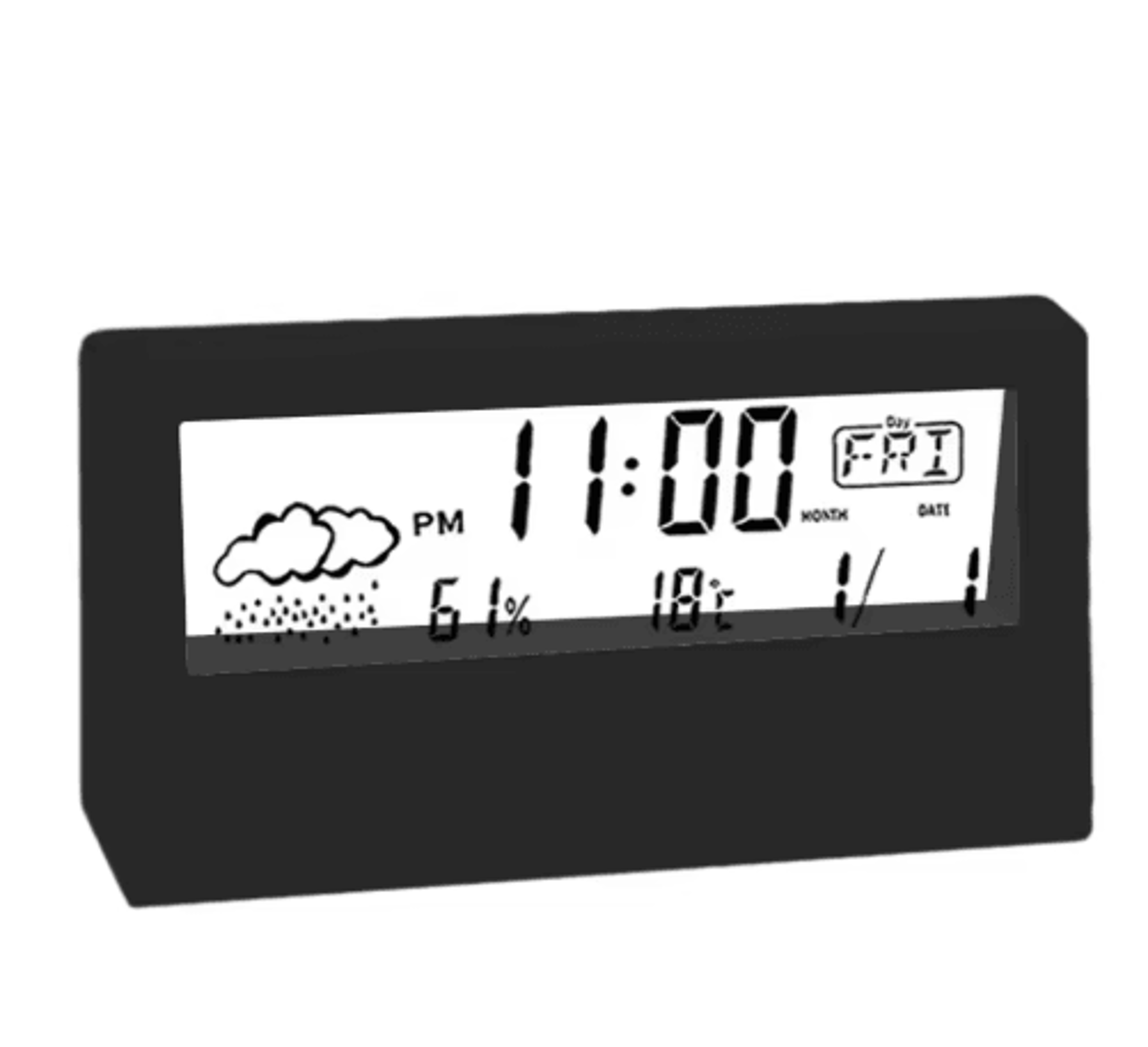 Digital ThermoHygrometer Alarm Clock  Temperature  Humidity Desktop Display 2