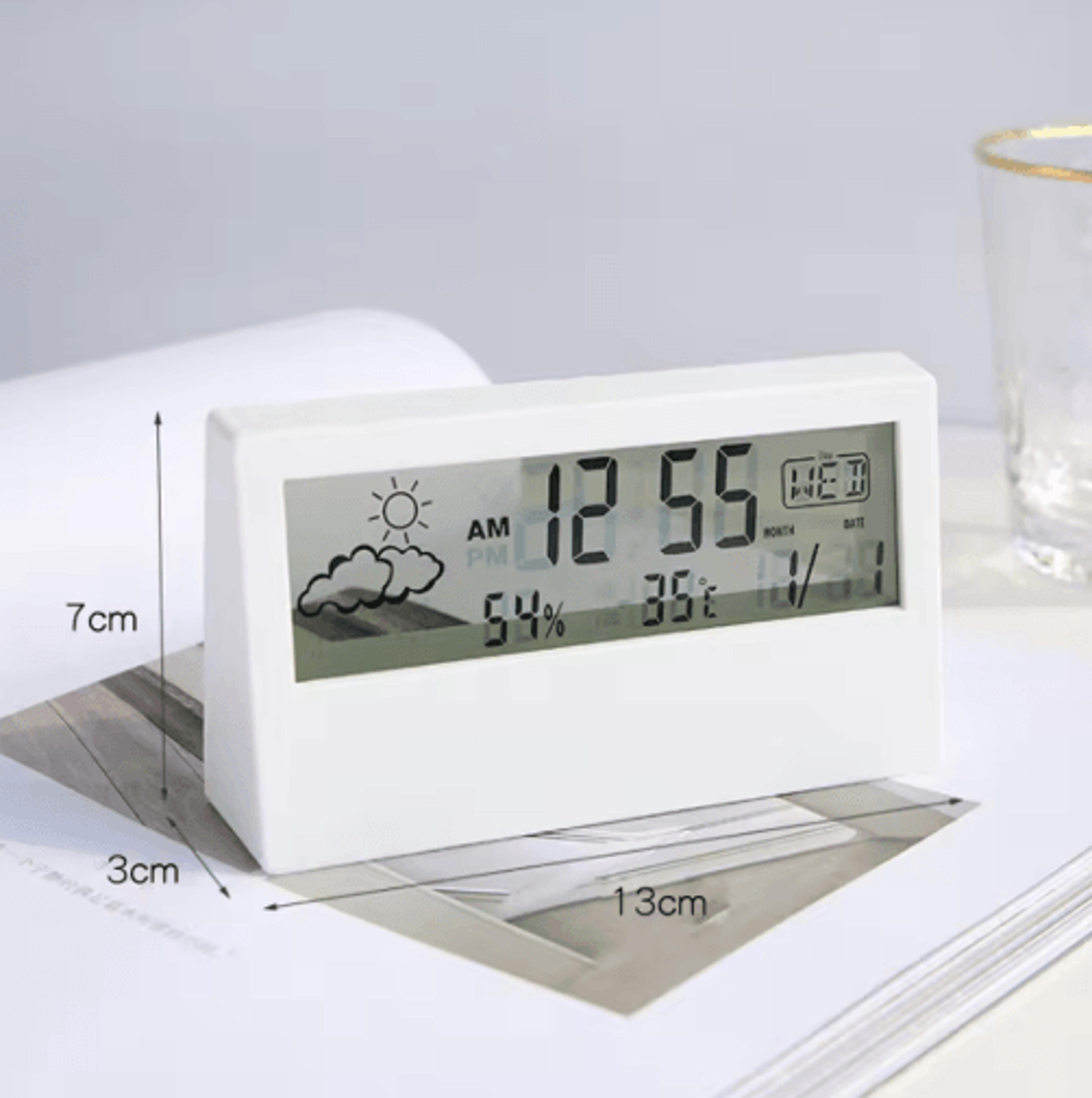 Digital ThermoHygrometer Alarm Clock  Temperature  Humidity Desktop Display 0