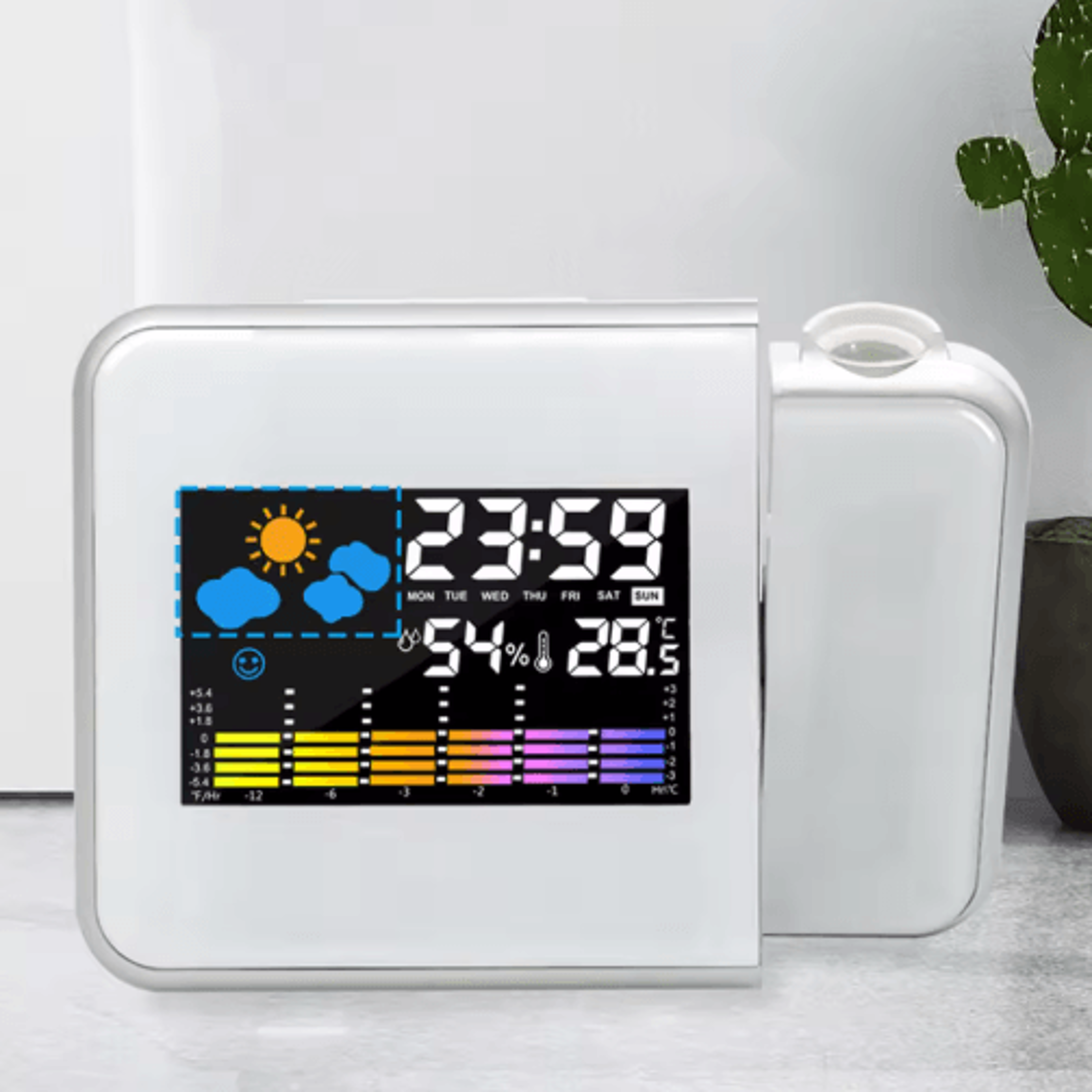 Smart LED Projection Alarm Clock  Adjustable Projector With Temperature  Humidity Display 5