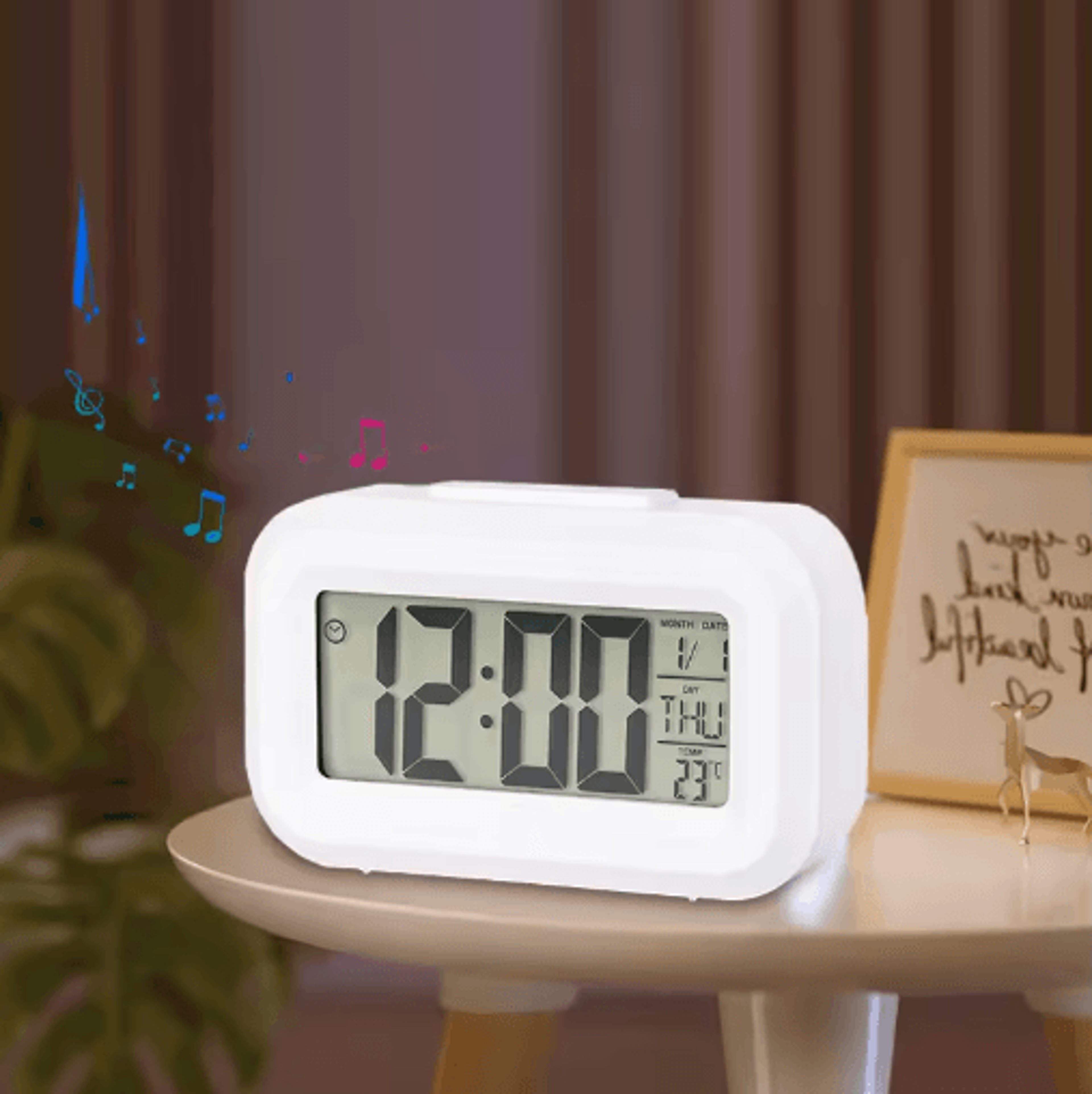 Mini Digital Snooze Alarm Clock  Temperature Date  Week Bedside Display 0
