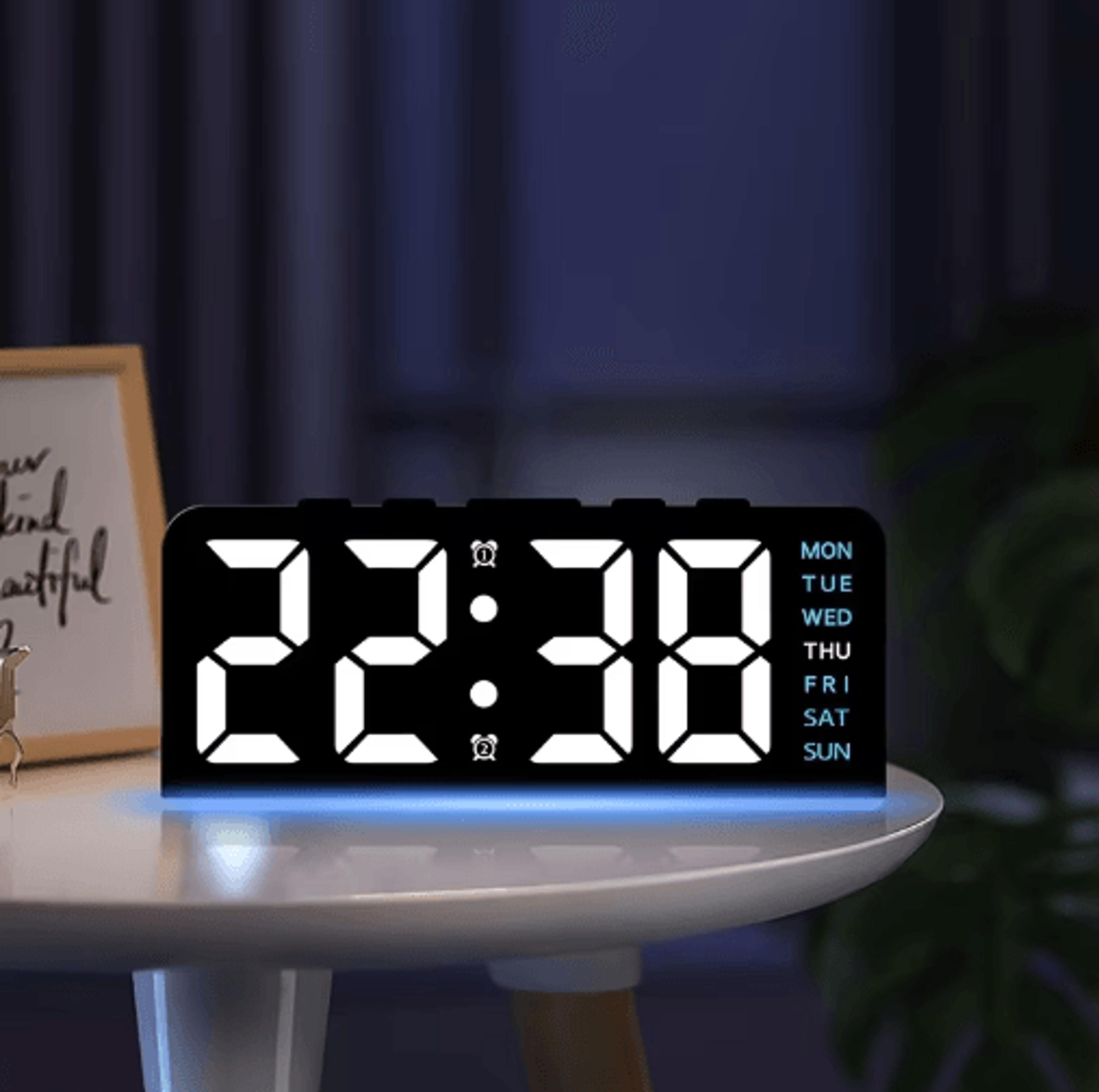 Digital LED Dual Alarm Clock  Date Display Snooze  Night Light 8