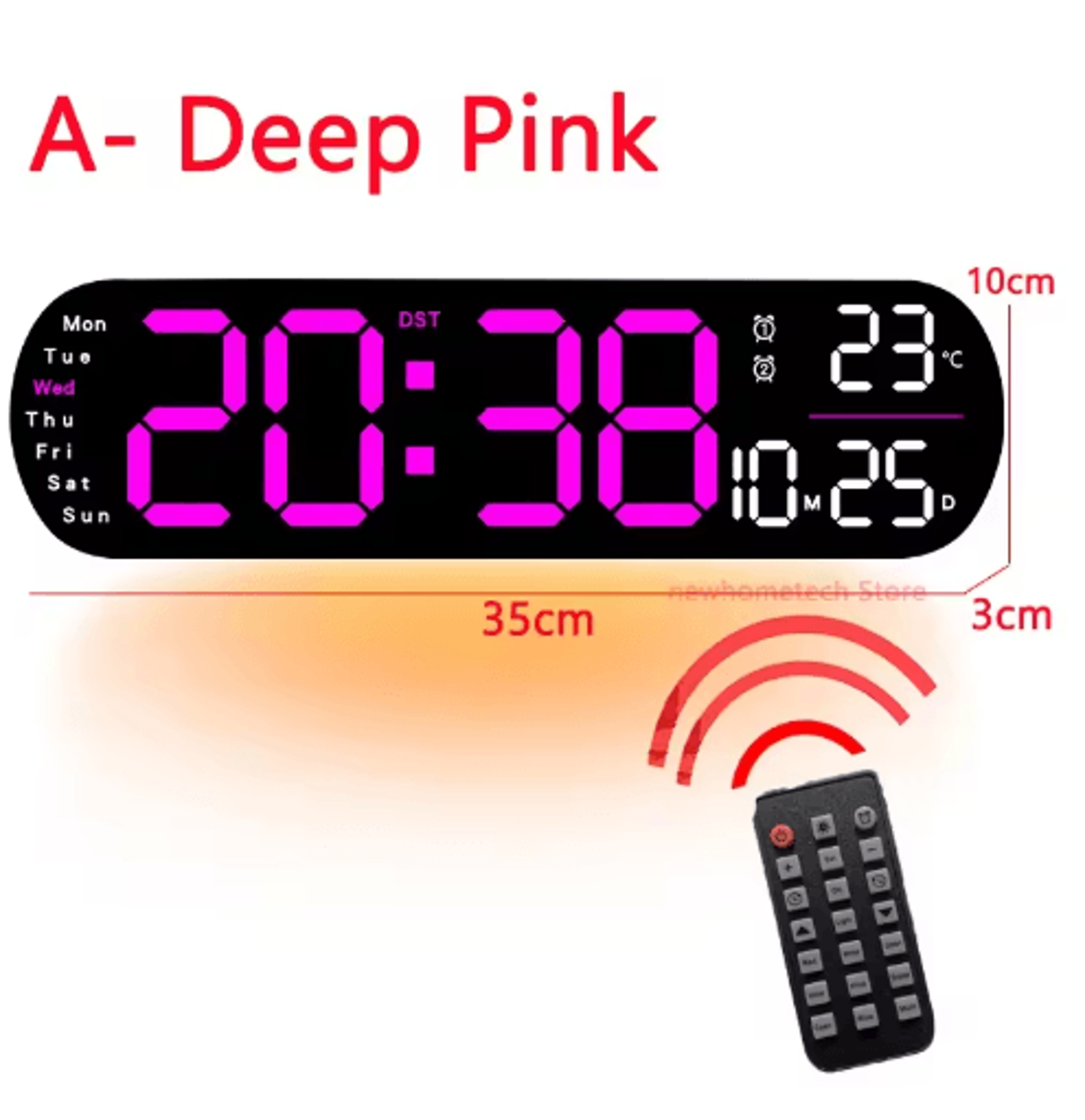 Large LED Digital Wall Clock  Temperature Humidity  Remote Control Display 15