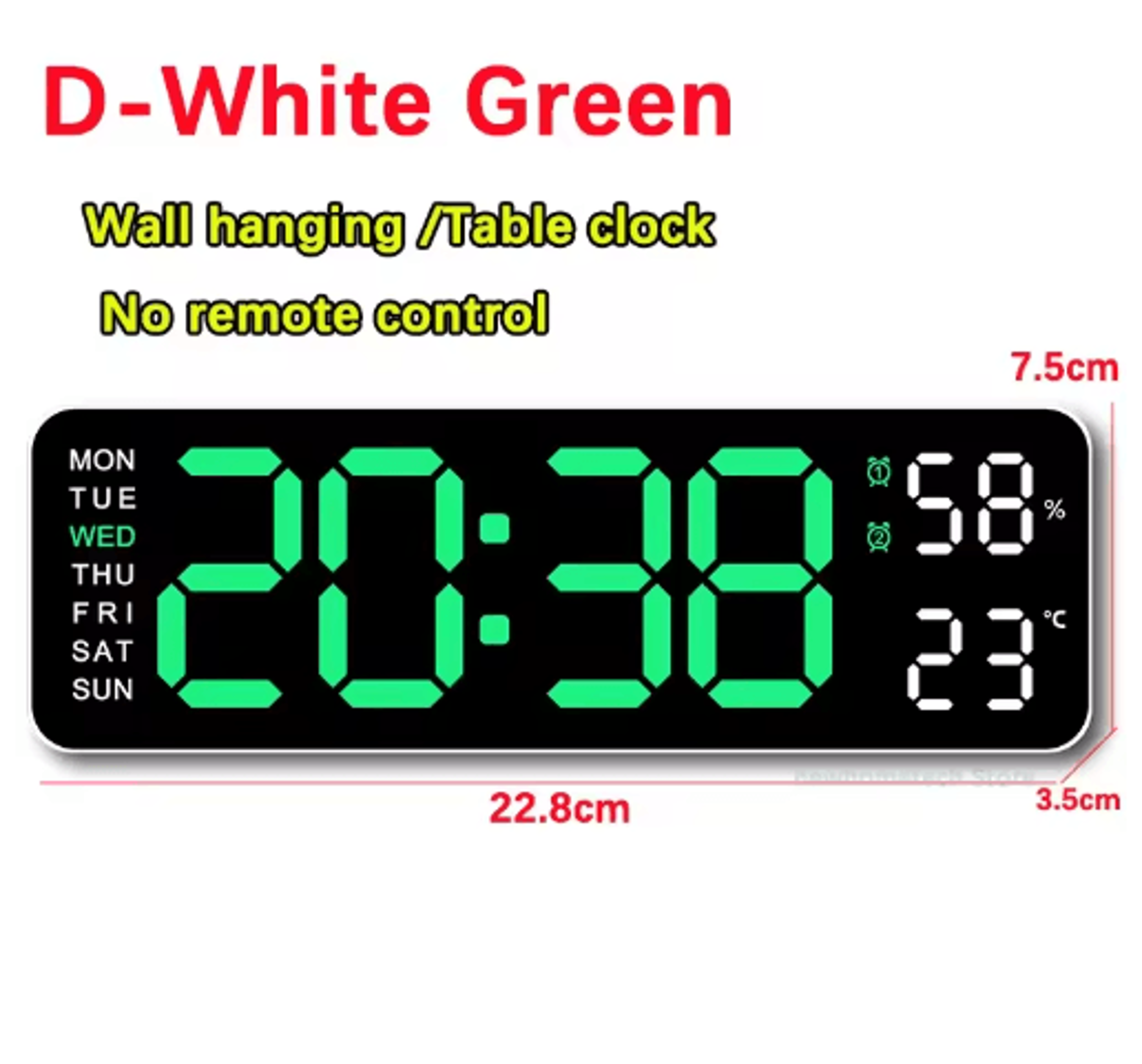 Large LED Digital Wall Clock  Temperature Humidity  Remote Control Display 19