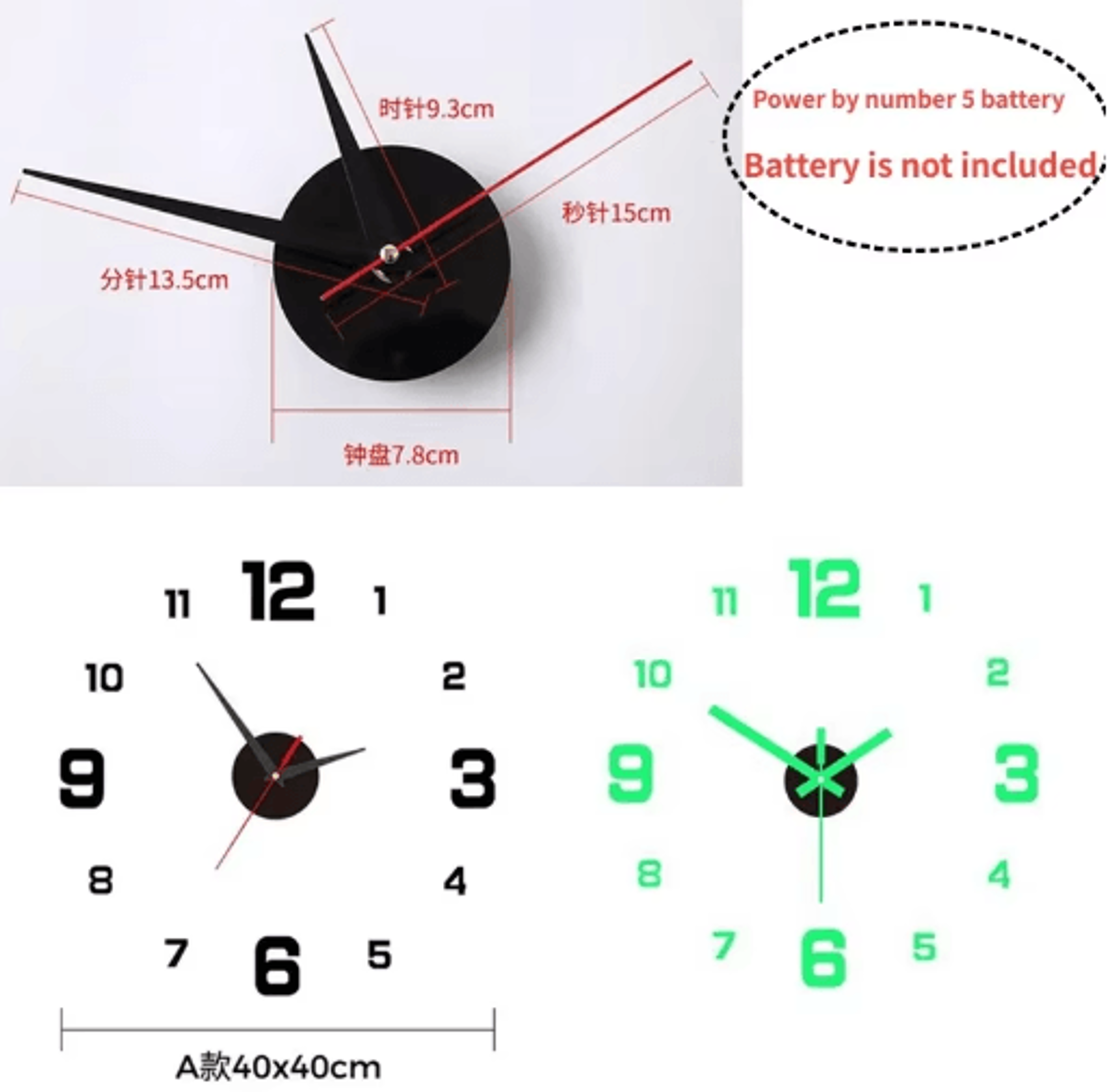 3D Luminous DIY Wall Clock  Frameless Acrylic Clock Stickers For Modern Decor 0